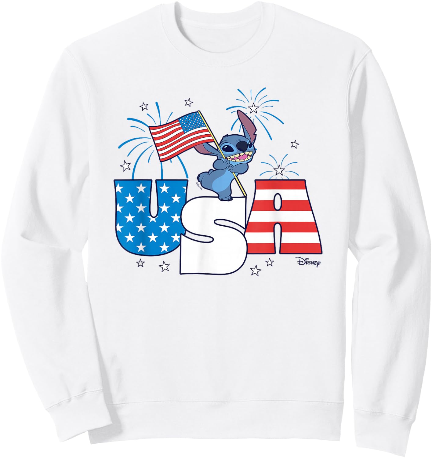 Disney Lilo & Stitch Fireworks 4th of July Sweatshirt - Sweatshirt | White
