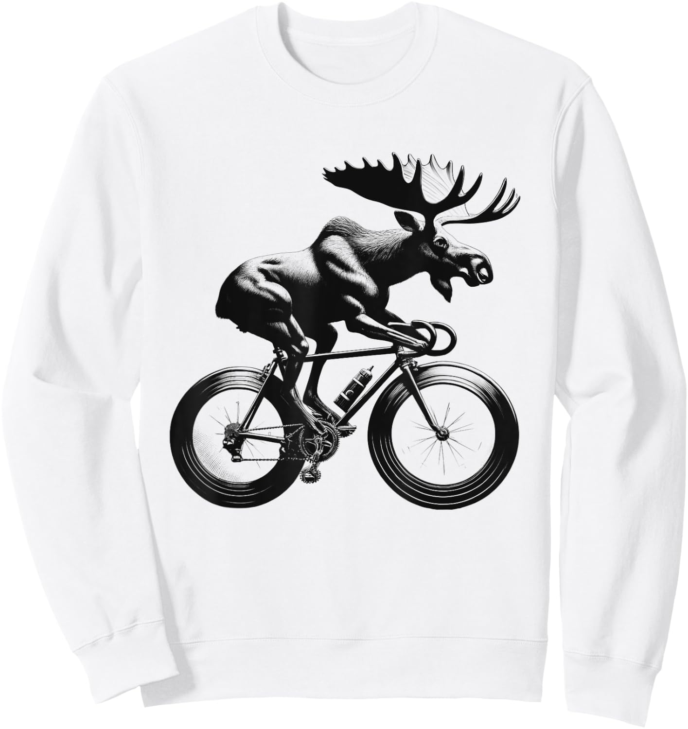 Moose Riding Bike Biker Bicycle Lover Biking Sweatshirt - Sweatshirt | White