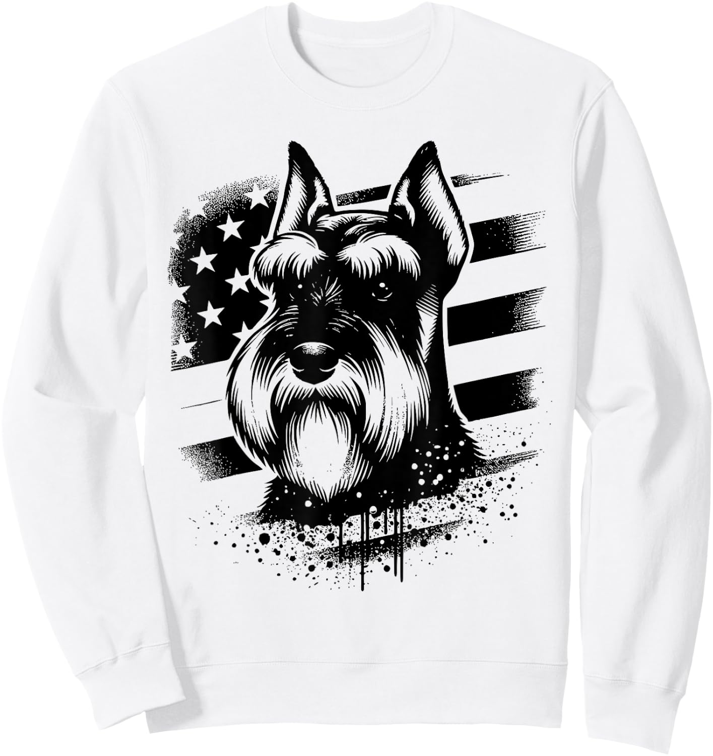 Standard Schnauzer 4th Of July Patriotic Dog American Flag Women Kids Men Sweatshirt - Sweatshirt | White