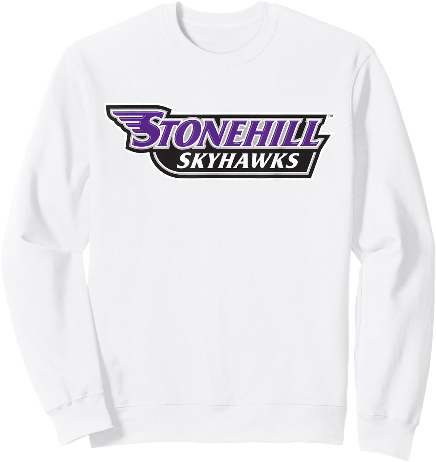 Stonehill College Skyhawks Text Logo Sweatshirt - Sweatshirt | White