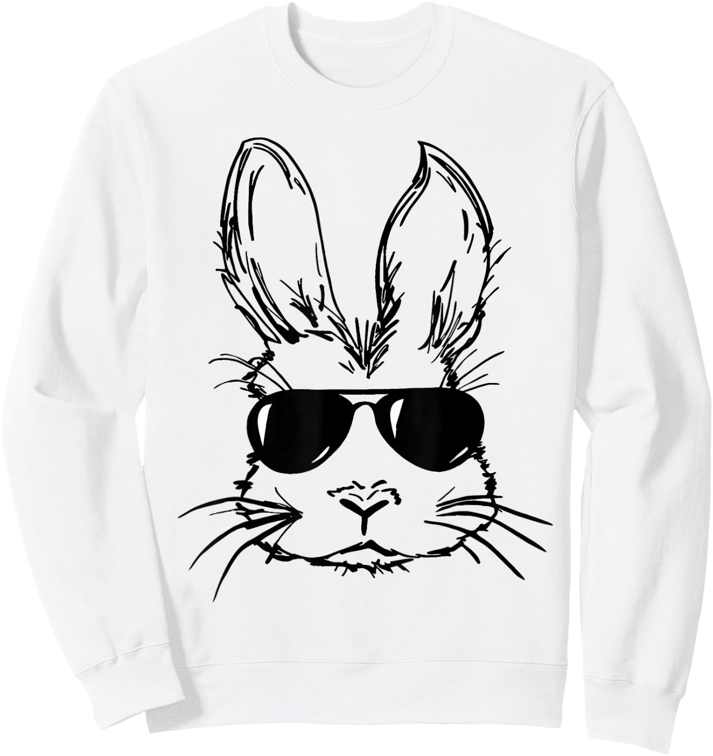 Funny Bunny Face With Sunglasses Easter Day Boy Men Kids Sweatshirt - Sweatshirt | White