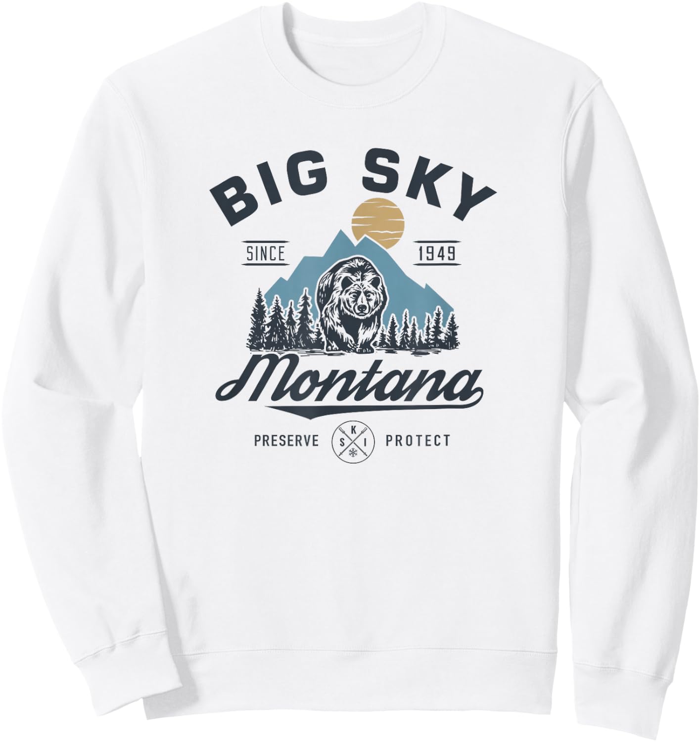 Big - Sky Montana snow Skiing trendy Retro lodge Sweatshirt - Sweatshirt | White