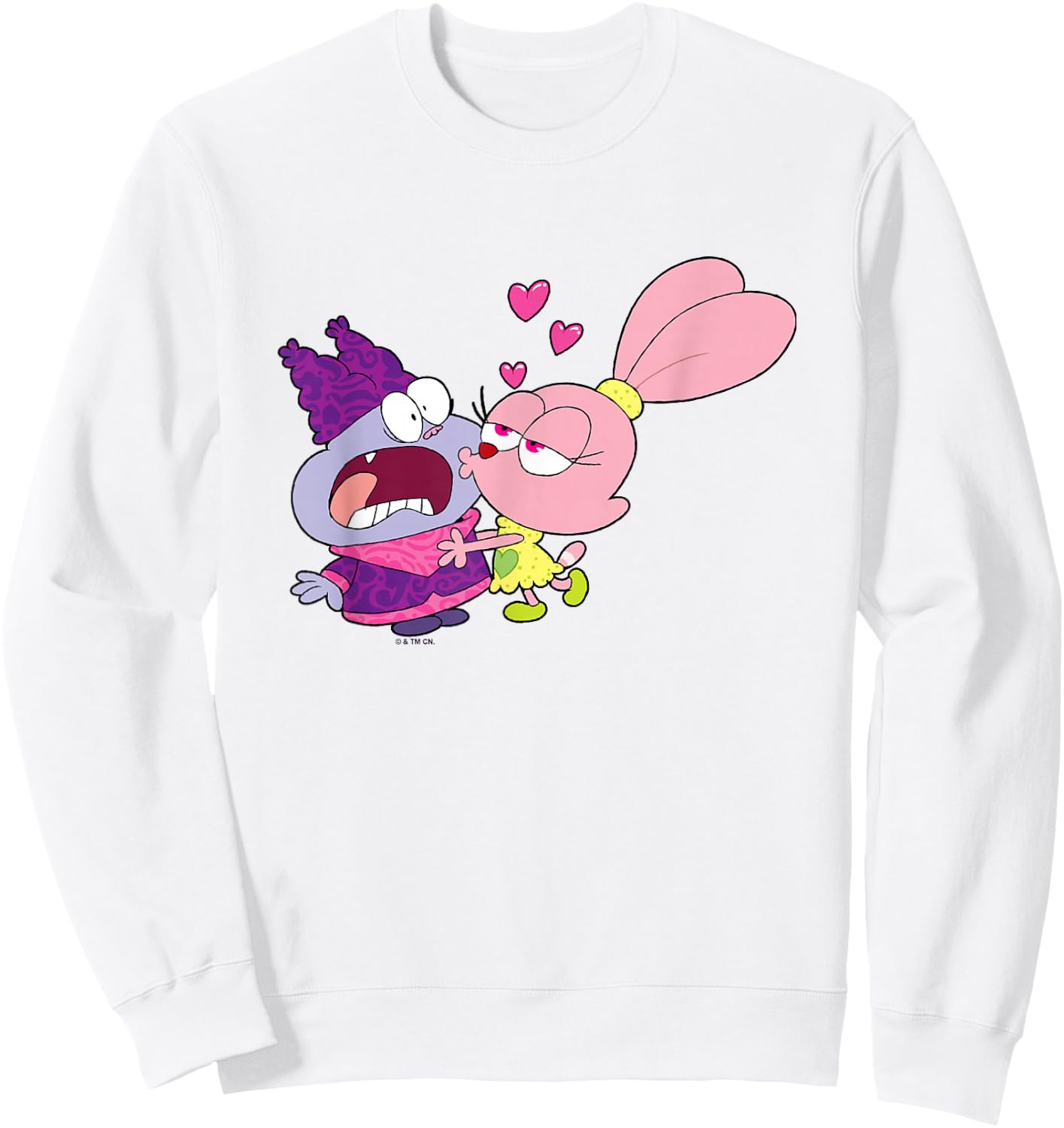 Chowder Valentine's Day Panini Kissing A Terrified Chowder Sweatshirt - Sweatshirt | White