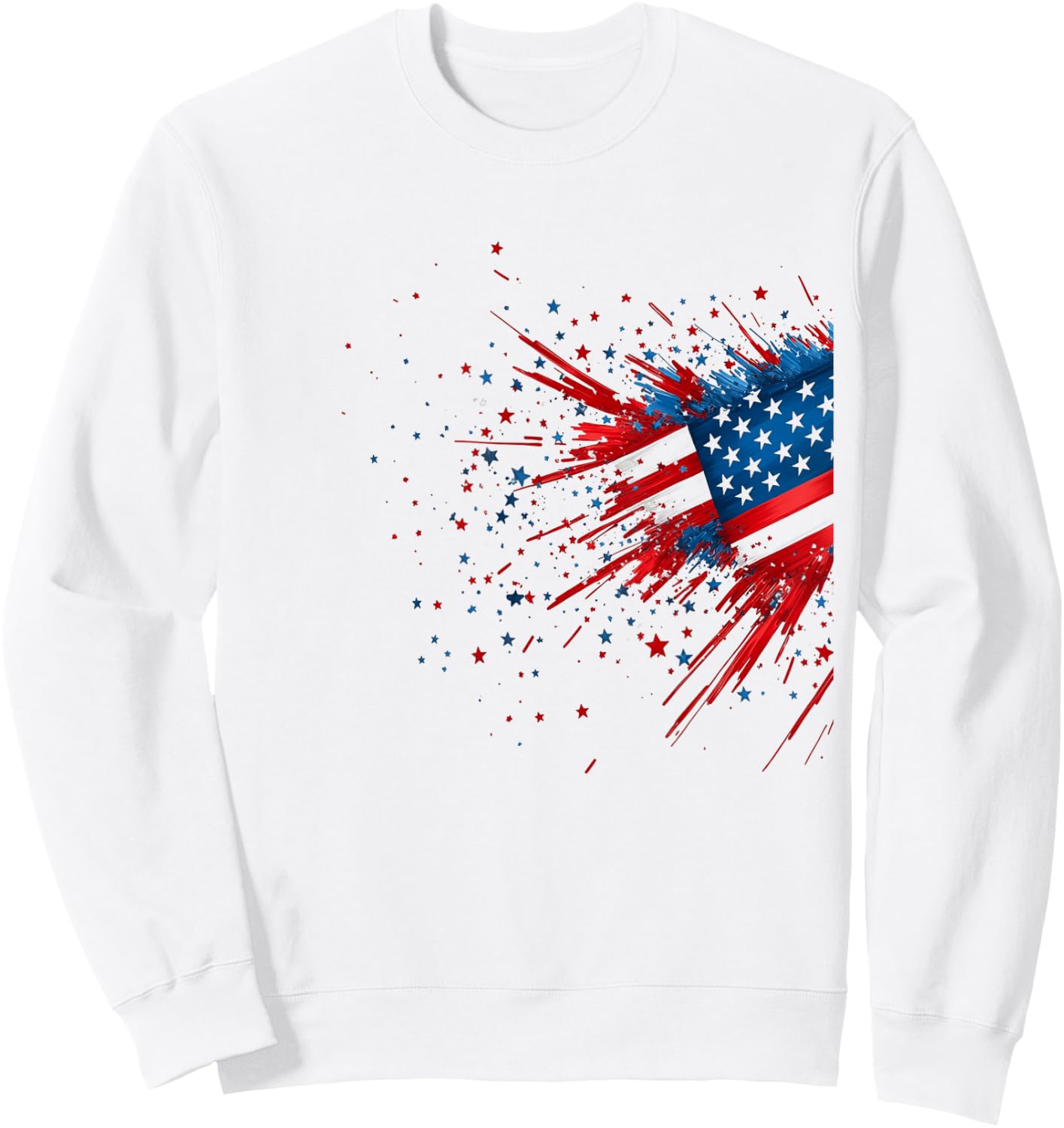 Abstract American Flag Patriotic Art Sweatshirt - Sweatshirt | White