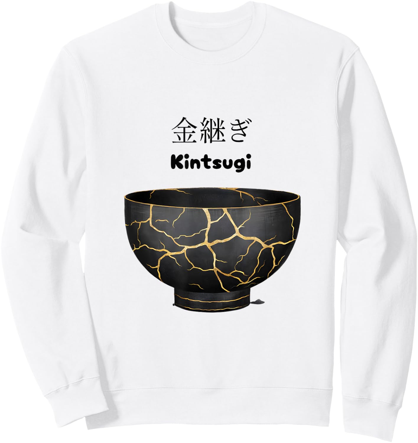 Japanese Kintsugi Bowl - Handcrafted Ceramic Art Sweatshirt - Sweatshirt | White