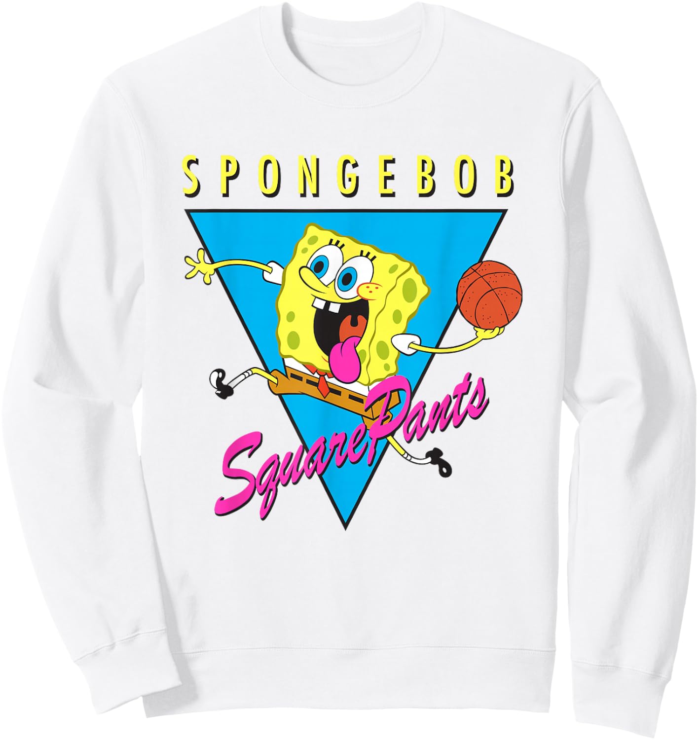SpongeBob SquarePants Playing Basketball Retro Shot Sweatshirt - Sweatshirt | White