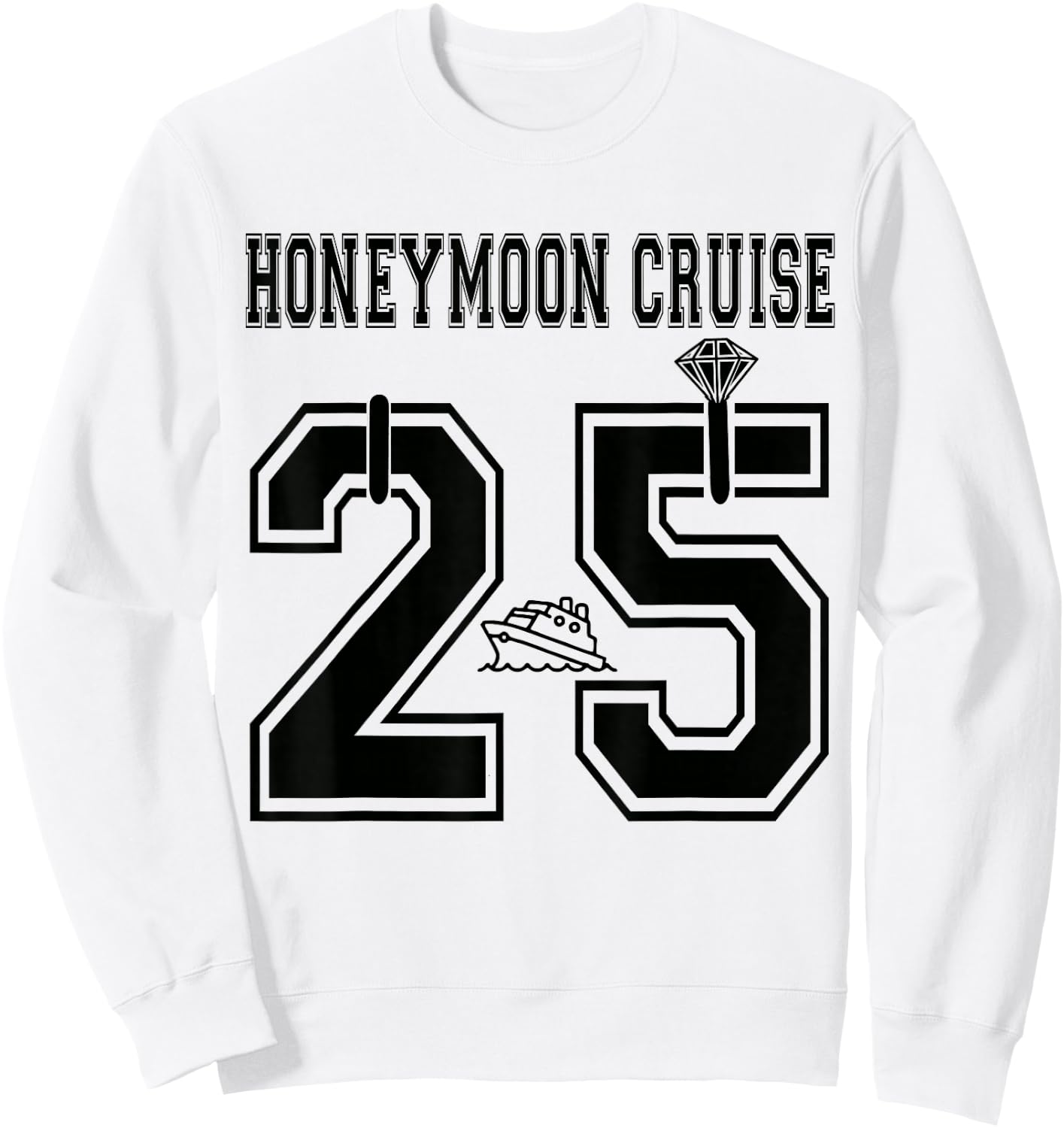 2025 Just Married Honeymoon Cruise Newlyweds Wife Husband Sweatshirt - Sweatshirt | White