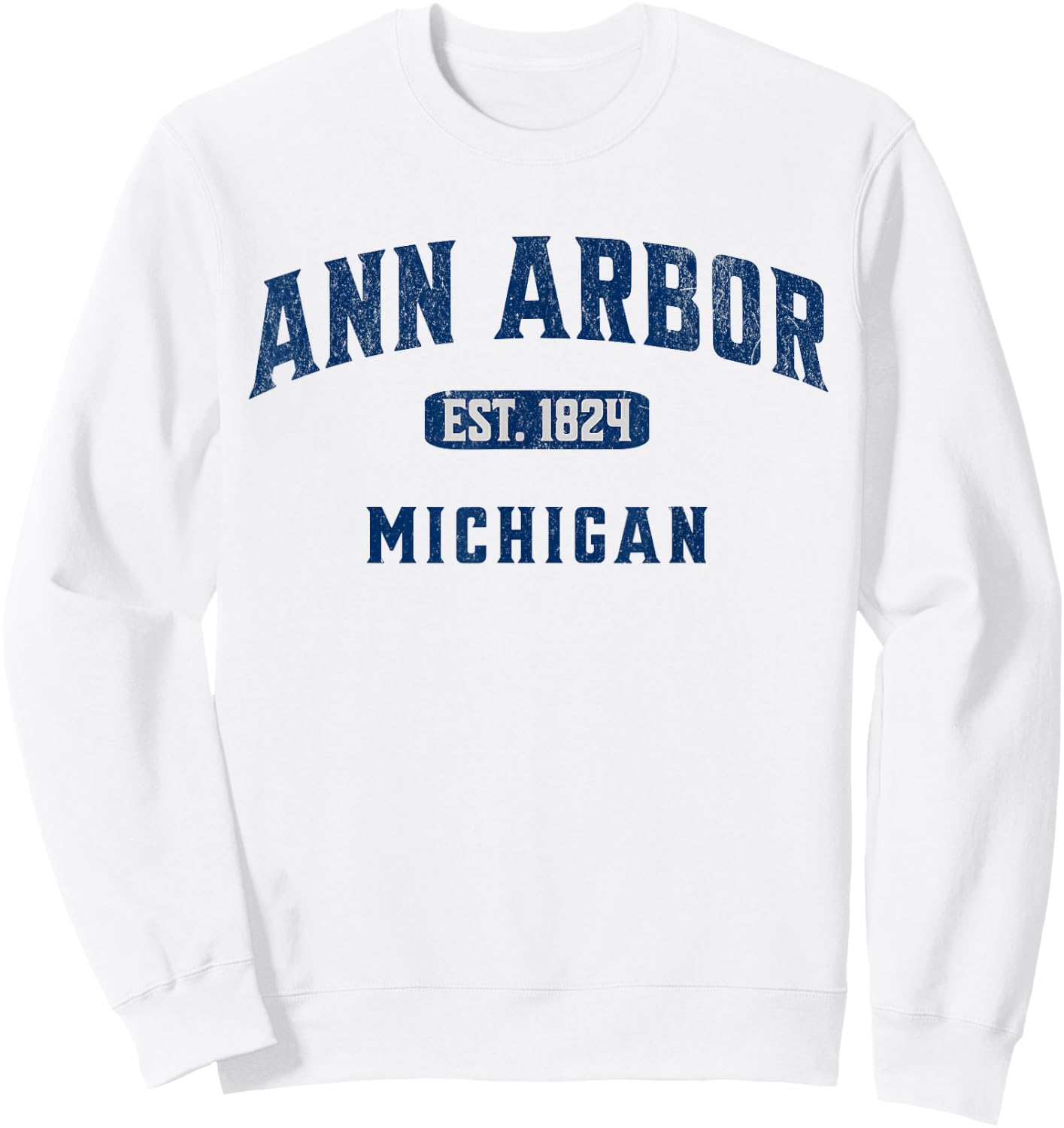 USA City Visit Ann Arbor Michigan Vintage Athletic Souvenir Sweatshirt - Sweatshirt | White
