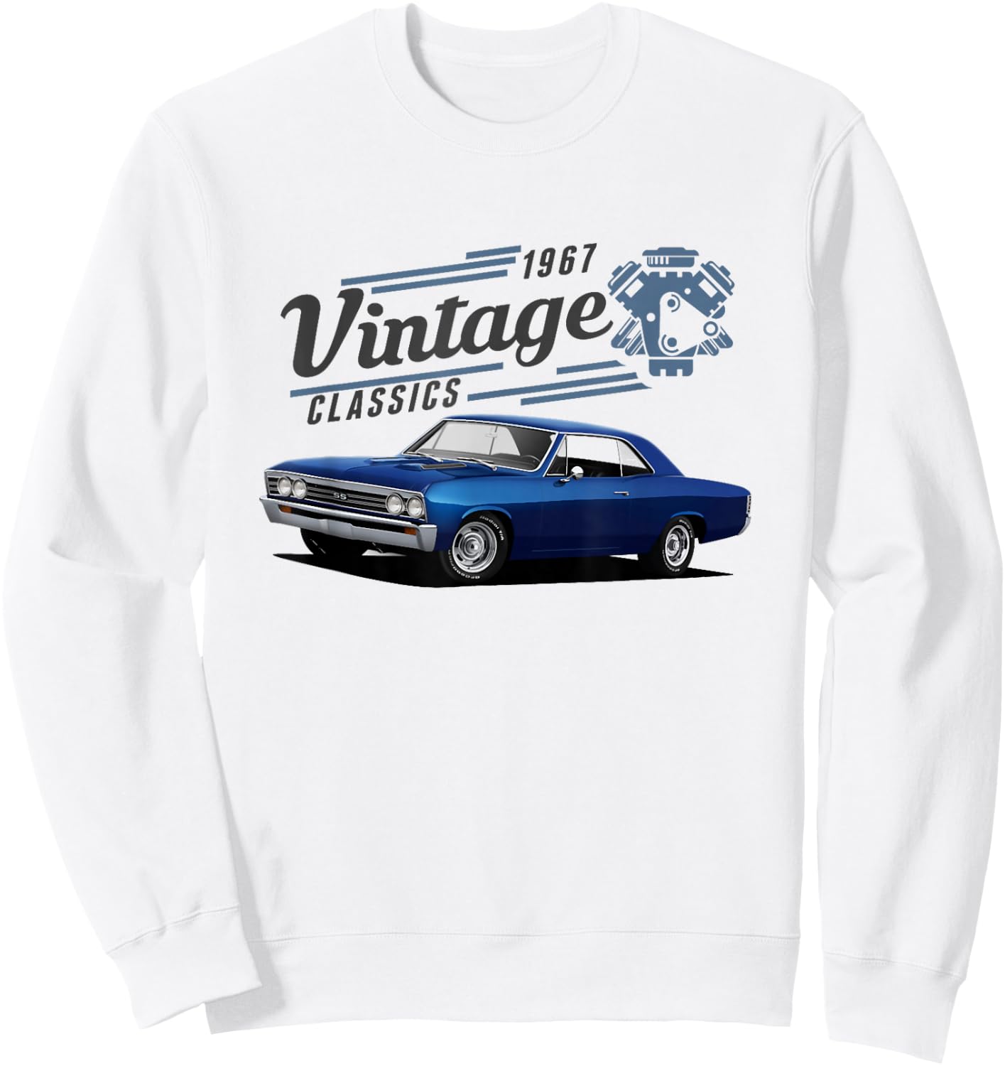 1967 67 Chevelle SS Trending Chevys Vintage Muscle Car Sweatshirt - Sweatshirt | White