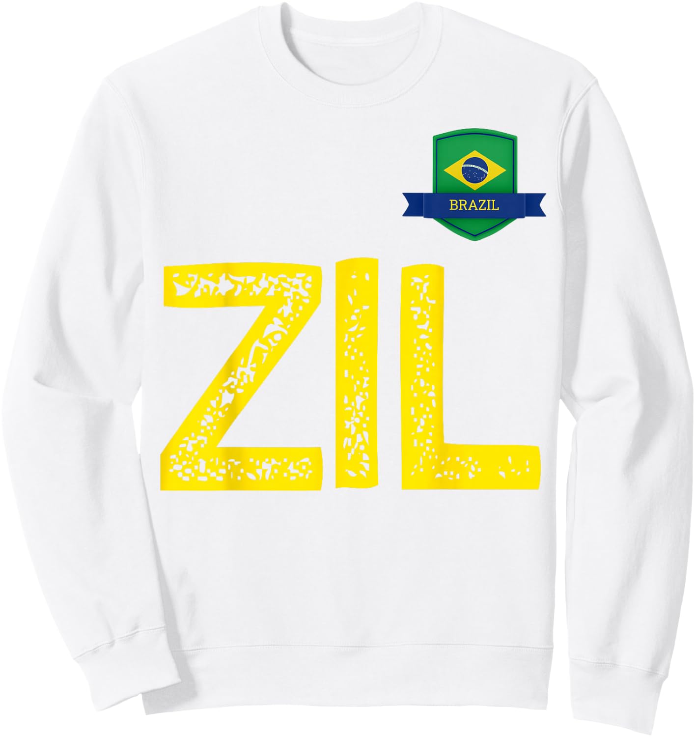 Brazil Human Flag Letter Z and Letter I and L Brazil Sweatshirt - Sweatshirt | White
