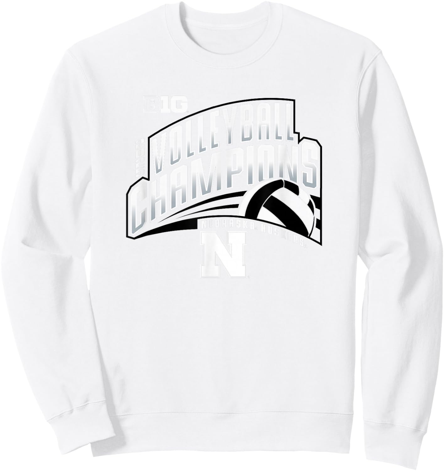 Nebraska Cornhuskers Big Ten Champs 2025 Volleyball Sweatshirt - Sweatshirt | White