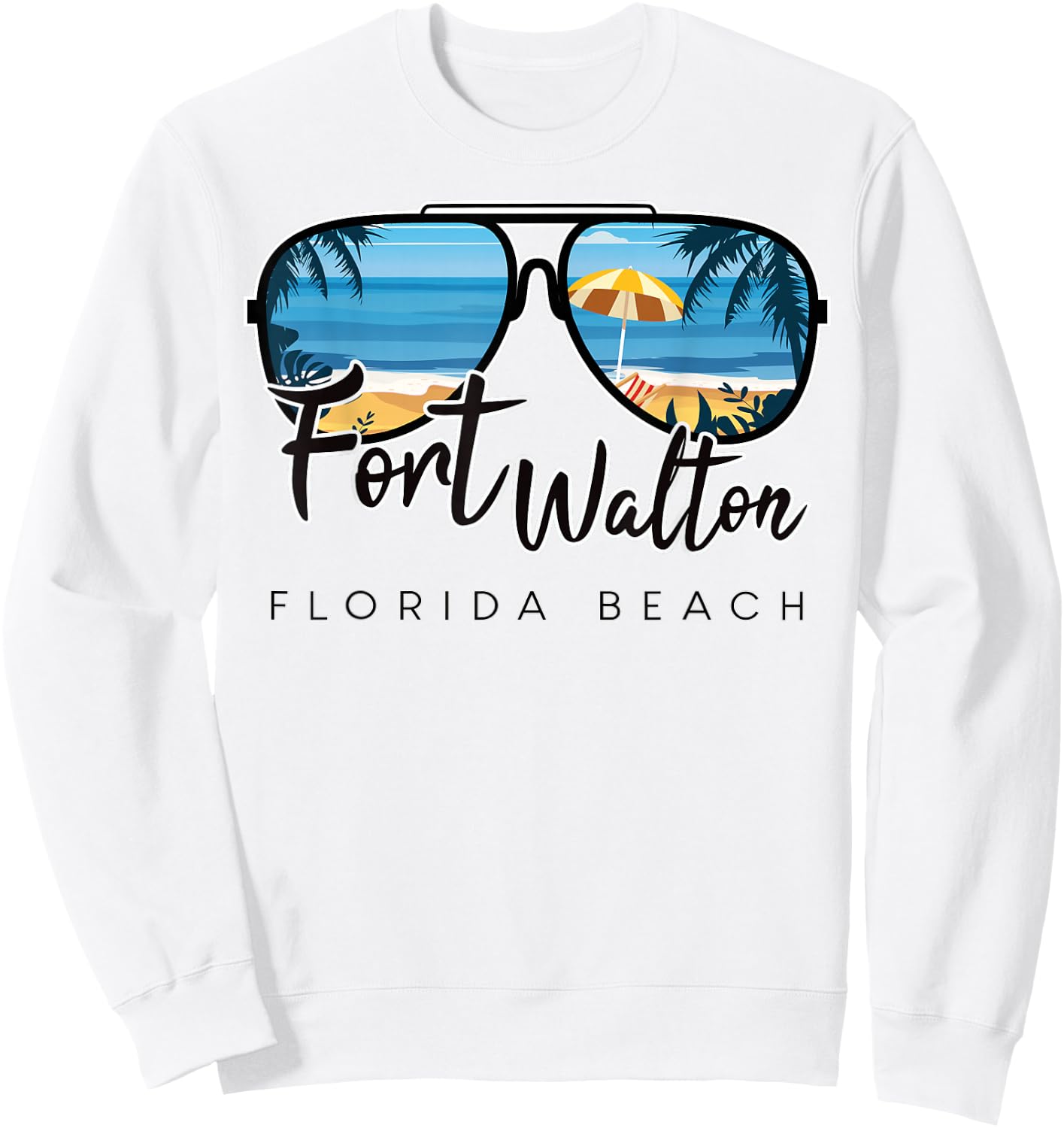 Fort Walton Beach Florida Palm Tree Sunglasses Souvenir Sweatshirt - Sweatshirt | White
