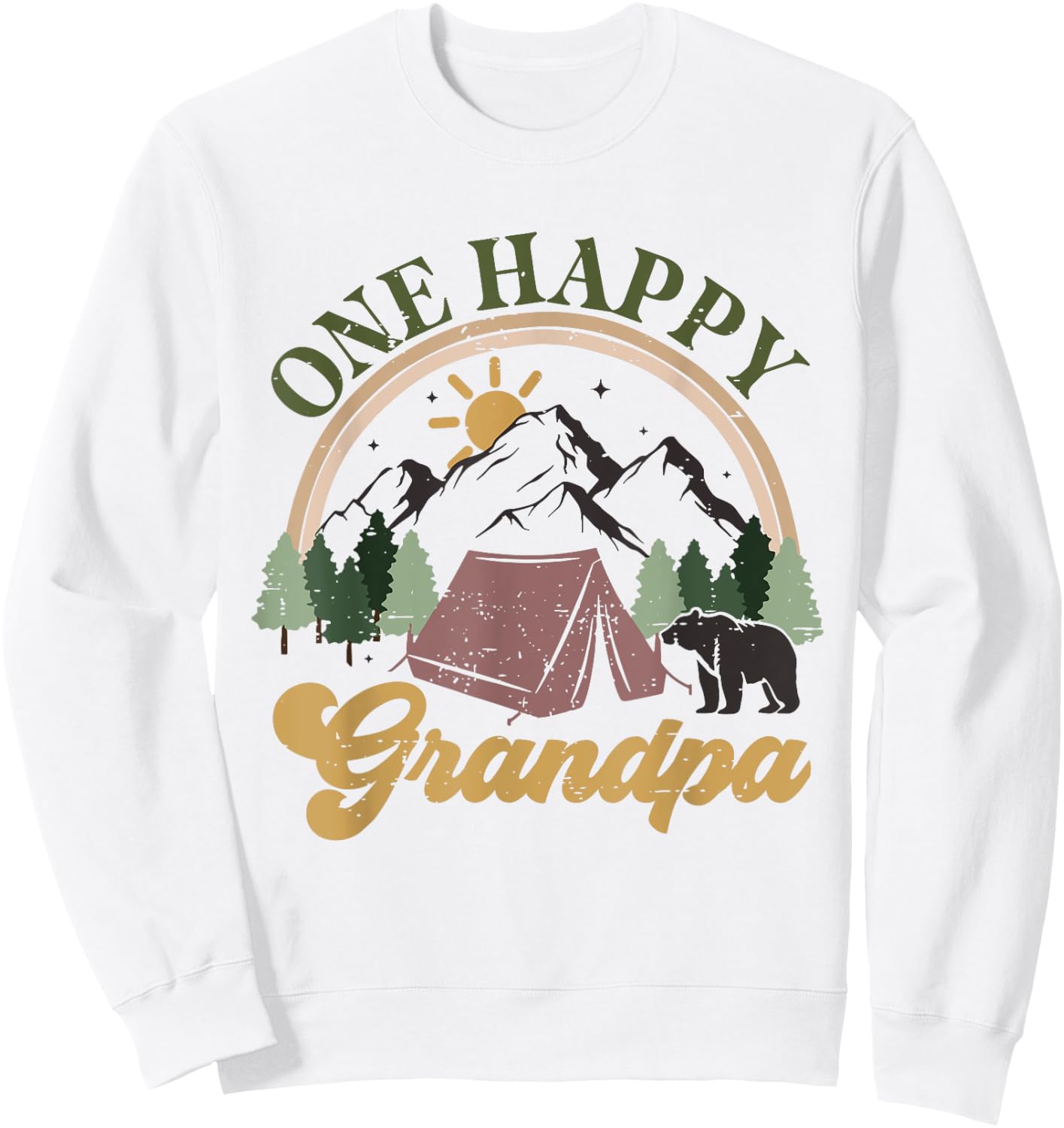 Cute One Happy Camper Birthday Decorations One Happy Grandpa Sweatshirt - Sweatshirt | White