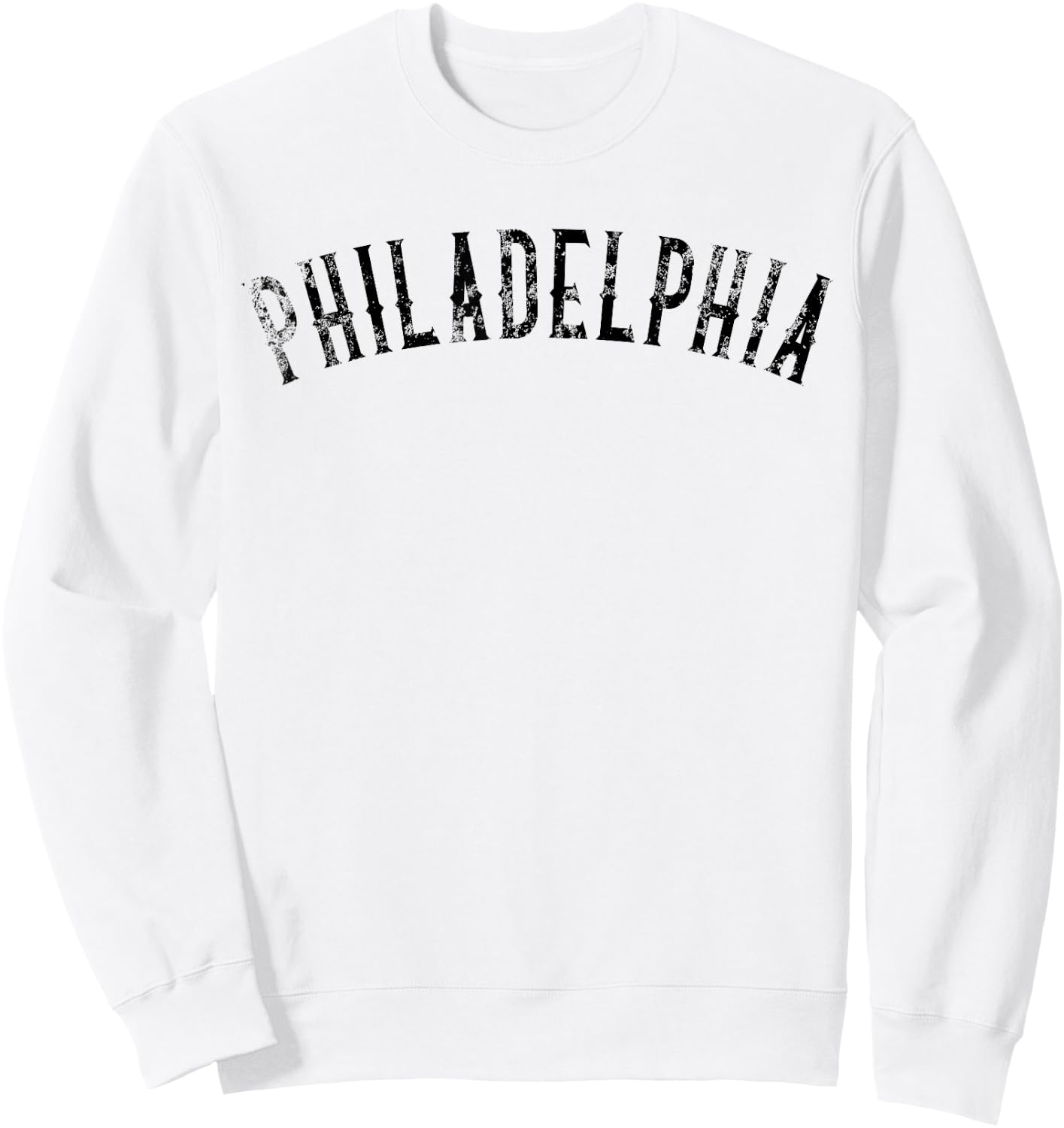 Vintage Philadelphia Distressed Philly Black Text Apparel Sweatshirt - Sweatshirt | White