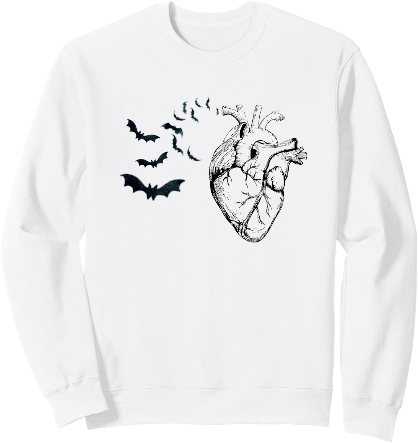 Cool Anatomical Heart With Bats Halloween Cardiac Anatomy Sweatshirt - Sweatshirt | White