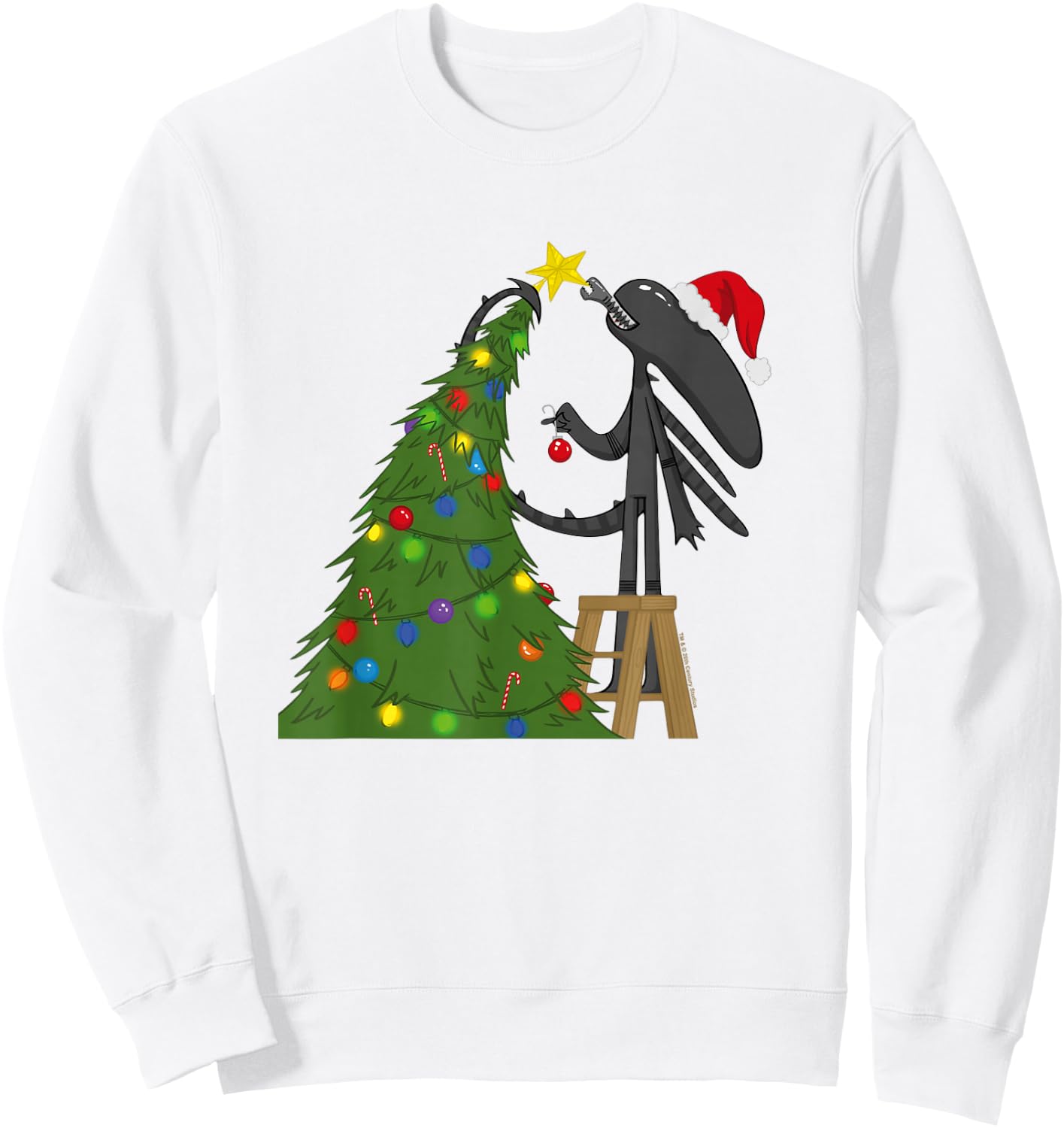 Aliens Cute Animated Xen Ready For Christmas Big Chest Logo Sweatshirt - Sweatshirt | White
