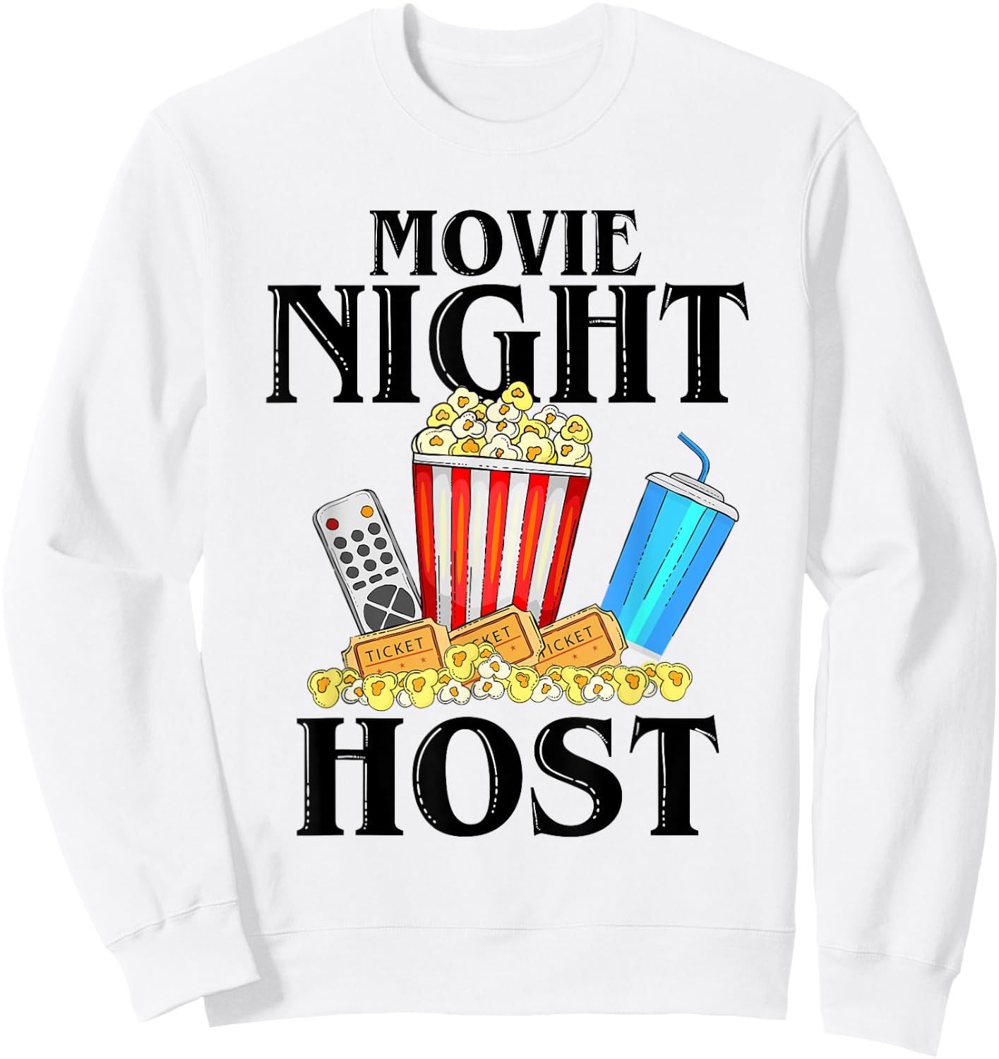 Movie Night Host Family Movie Night Popcorn Sweatshirt - Sweatshirt | White