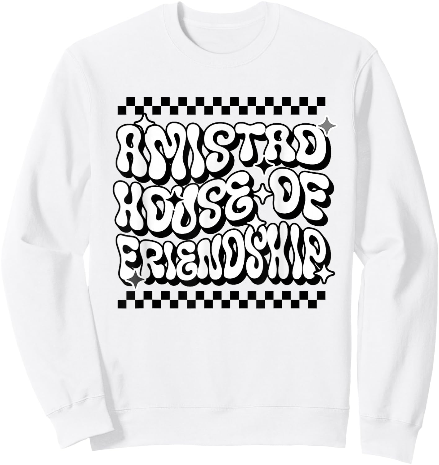 AMISTAD House Of Friendship Red Retro Groovy Social AMISTAD Sweatshirt - Sweatshirt | White