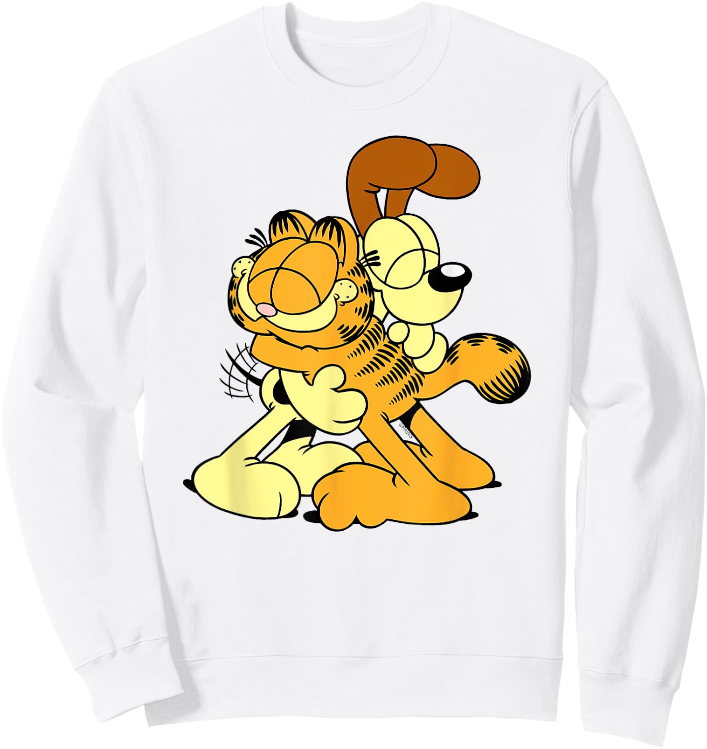 Garfield & Odie Hugging Cute Cartoon Cat and Dog Sweatshirt - Sweatshirt | White