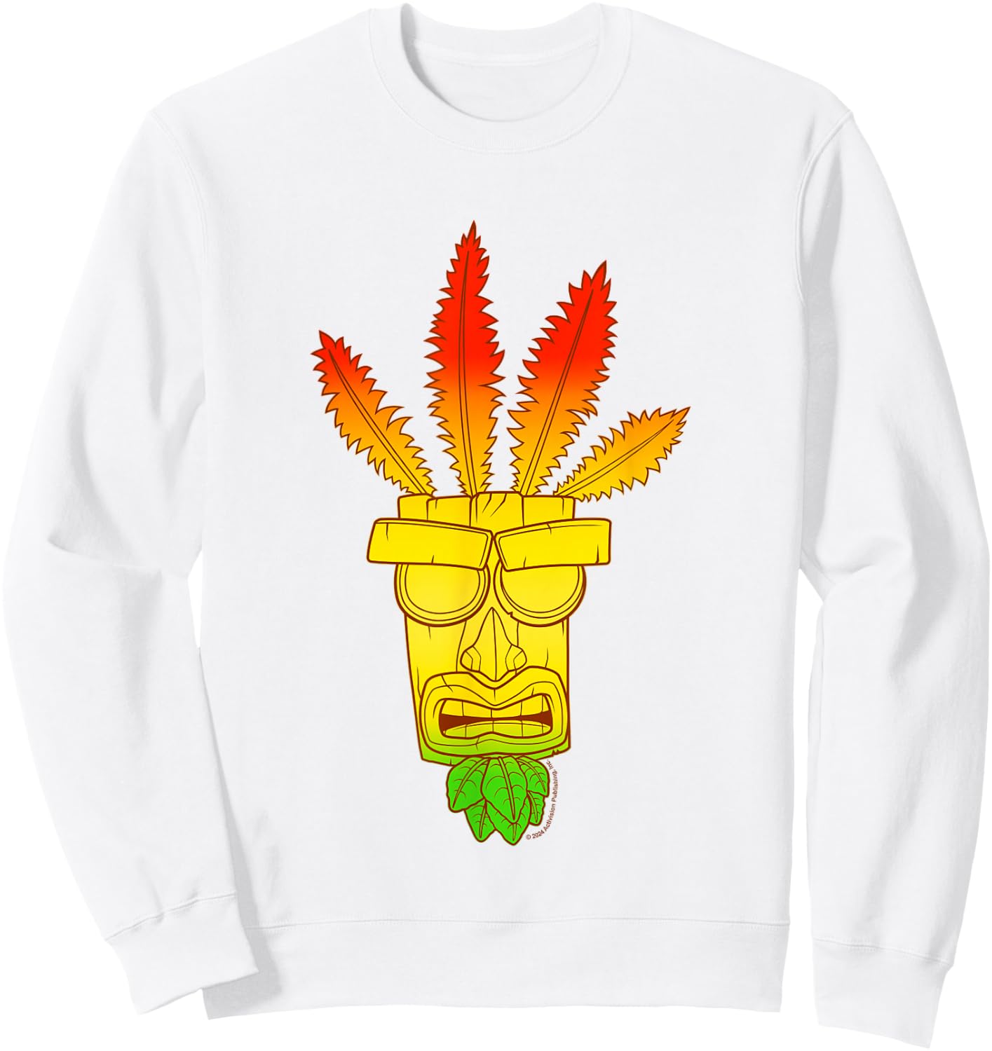 Crash Bandicoot Aku Aku Gradient Colors Chest Logo Sweatshirt - Sweatshirt | White