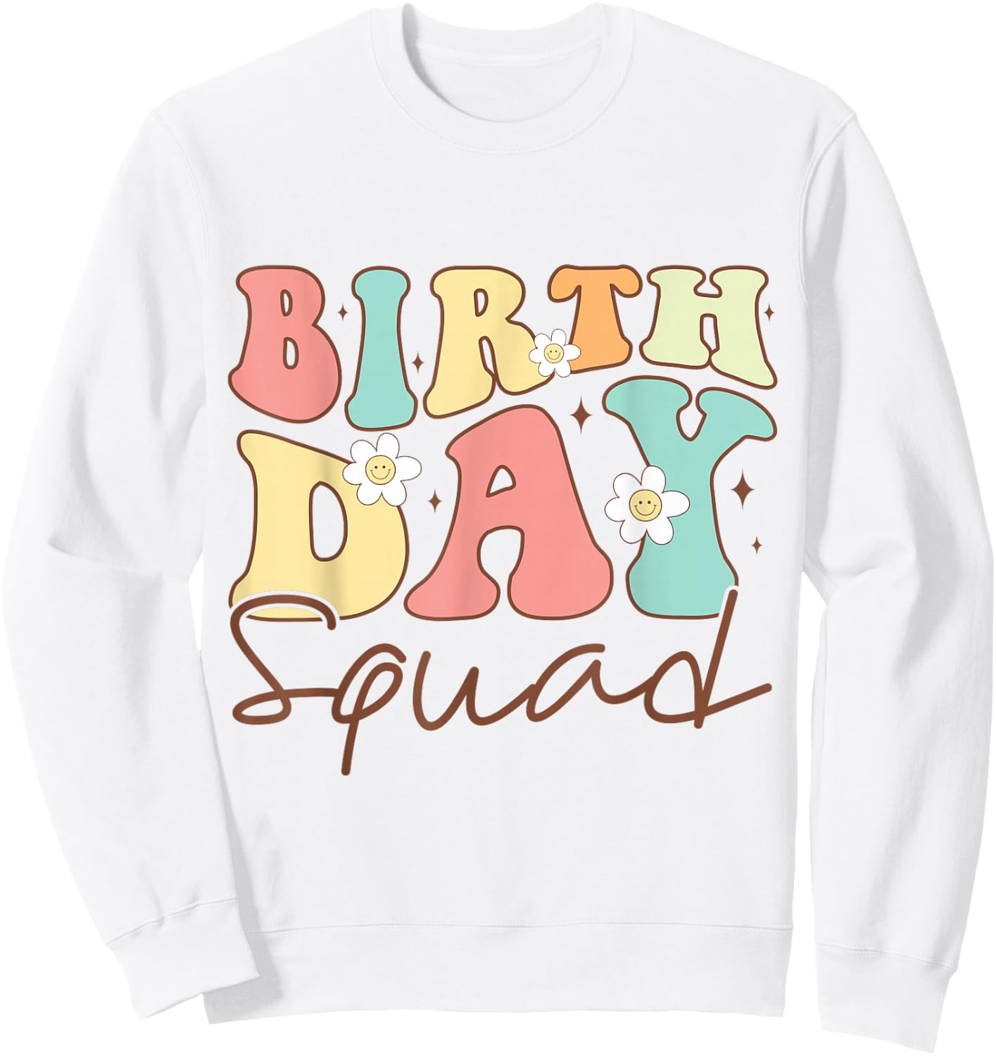 Retro Birthday Squad Matching Family Group Birthday Team Sweatshirt - Sweatshirt | White