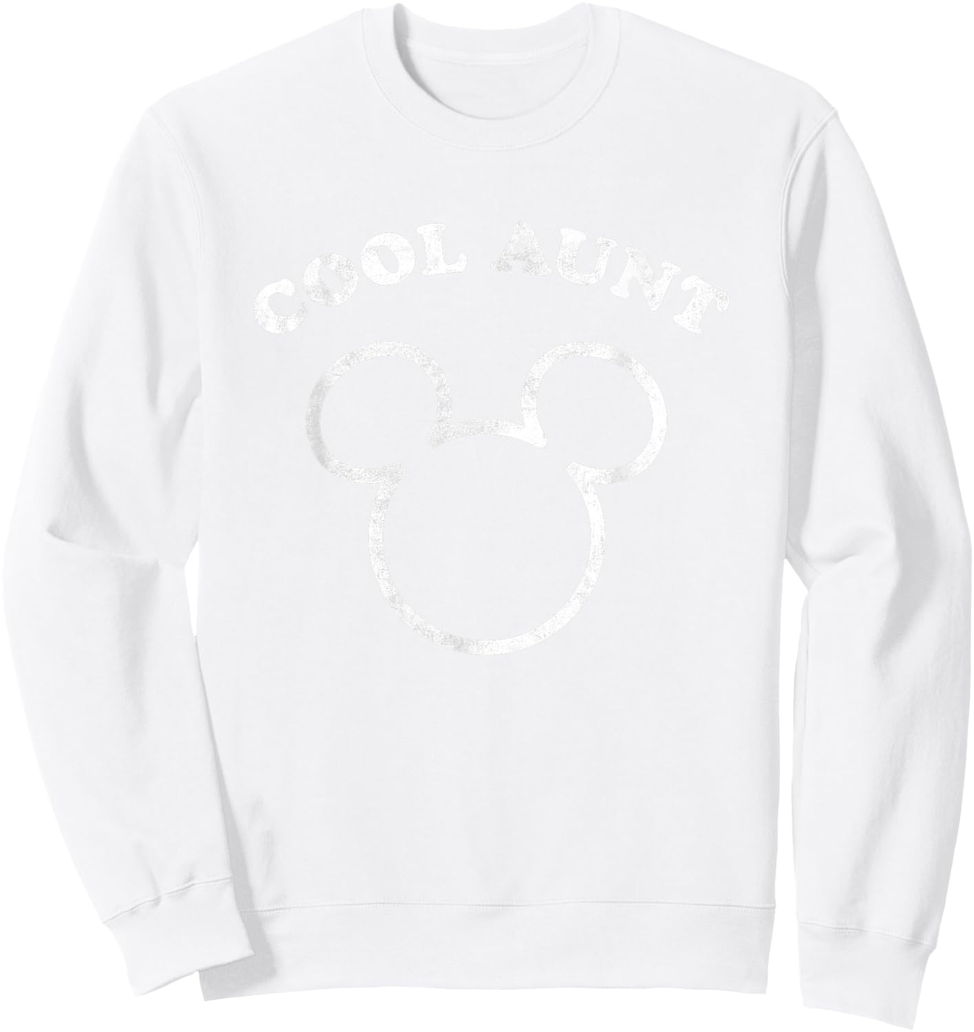 Disney Mickey And Friends Cool Aunt Distressed Chest Logo Sweatshirt - Sweatshirt | White