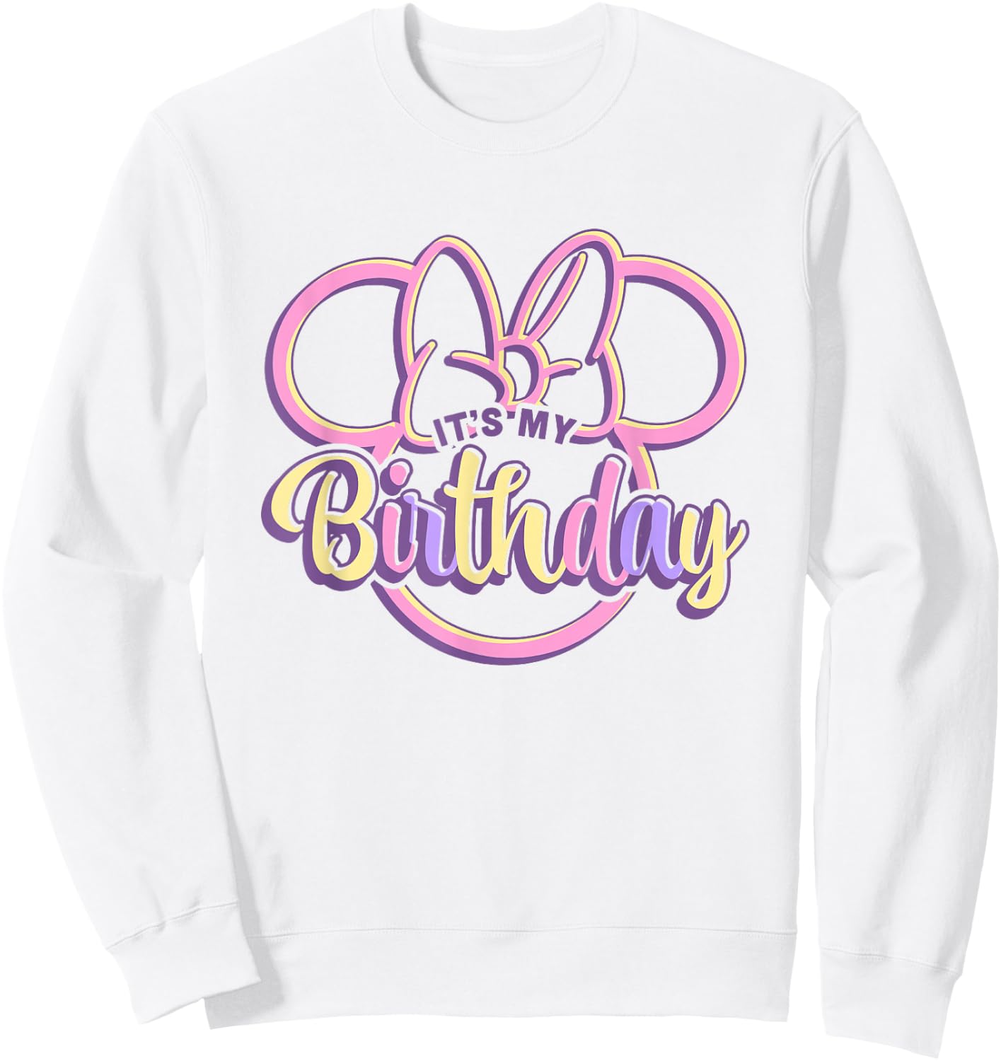 Disney Minnie Mouse It's My Birthday Retro Minnie Ears Logo Sweatshirt - Sweatshirt | White