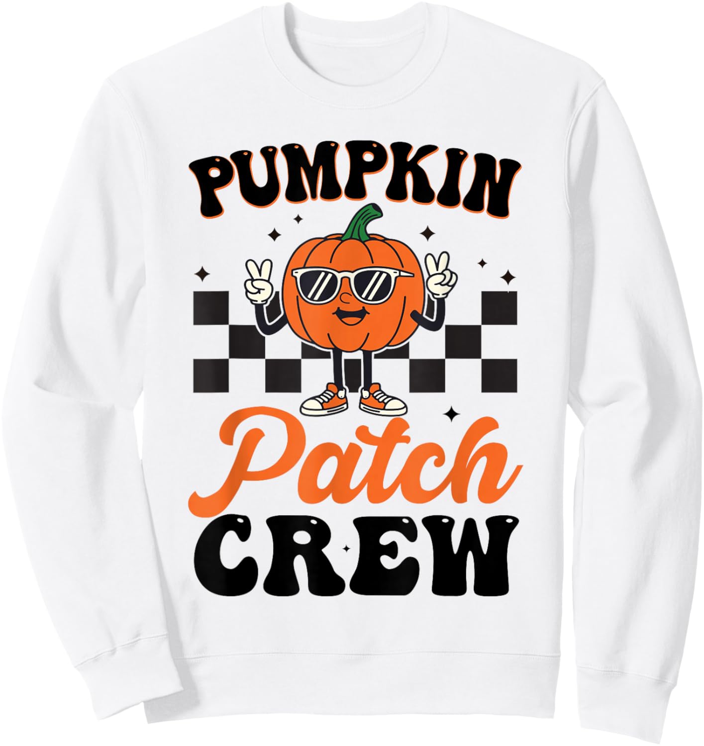 Pumpkin Patch Crew Matching Family Halloween Groovy Sweatshirt - Sweatshirt | White