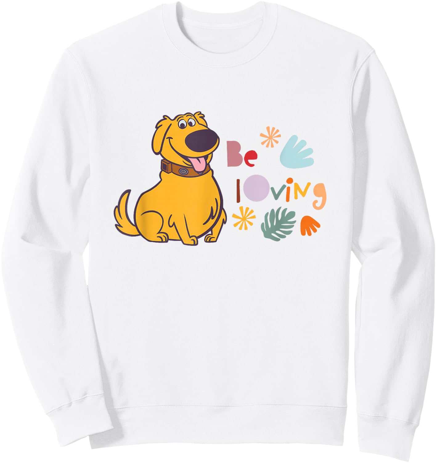 Disney Pixar Up Be Loving Cute Dug Colorful Big Chest Logo Sweatshirt - Sweatshirt | White