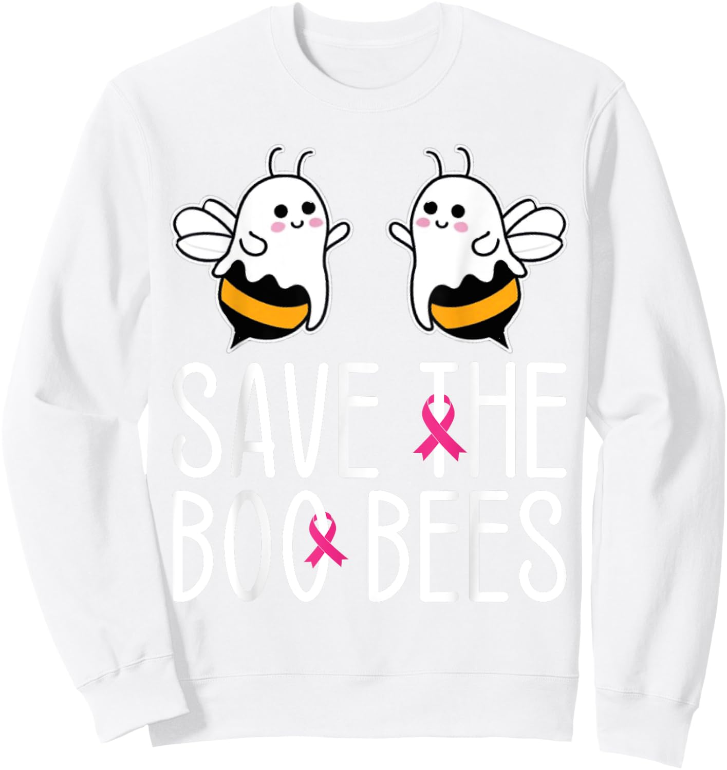 Save The Boo bees Breast Cancer Awareness Halloween Women Sweatshirt - Sweatshirt | White