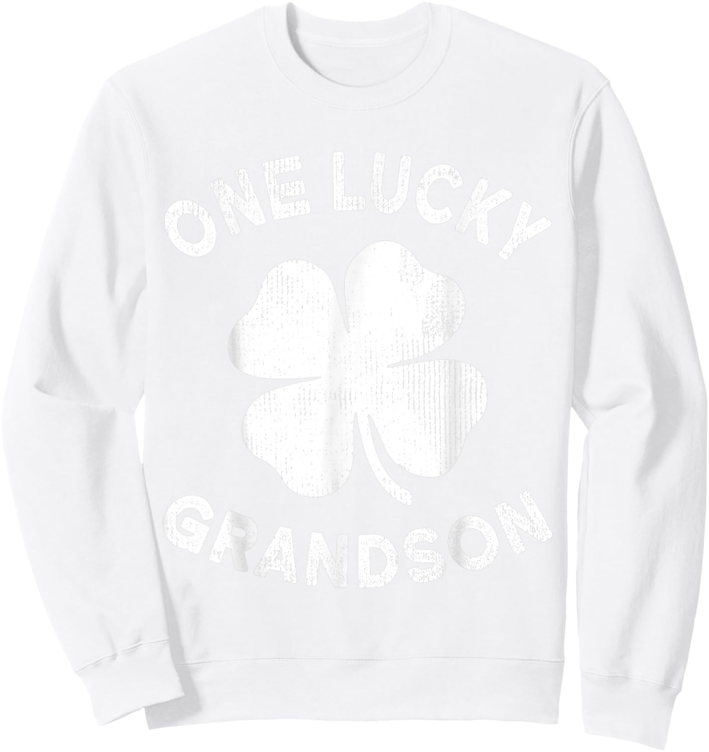One Lucky Grandson St Patricks Day Green Shamrock Leaf Sweatshirt - Sweatshirt | White