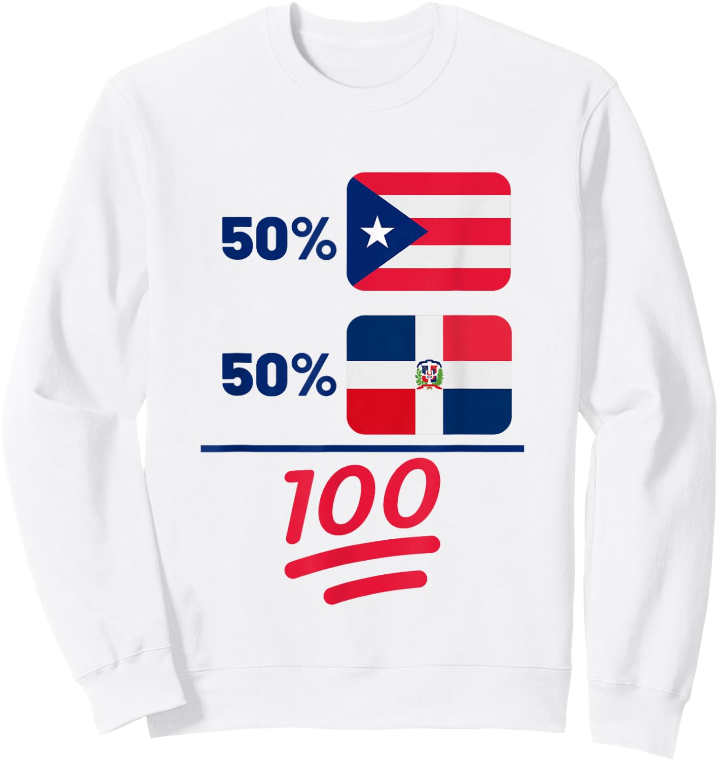 Puerto Rican Plus Dominican Heritage Nationality Flag Sweatshirt - Sweatshirt | White
