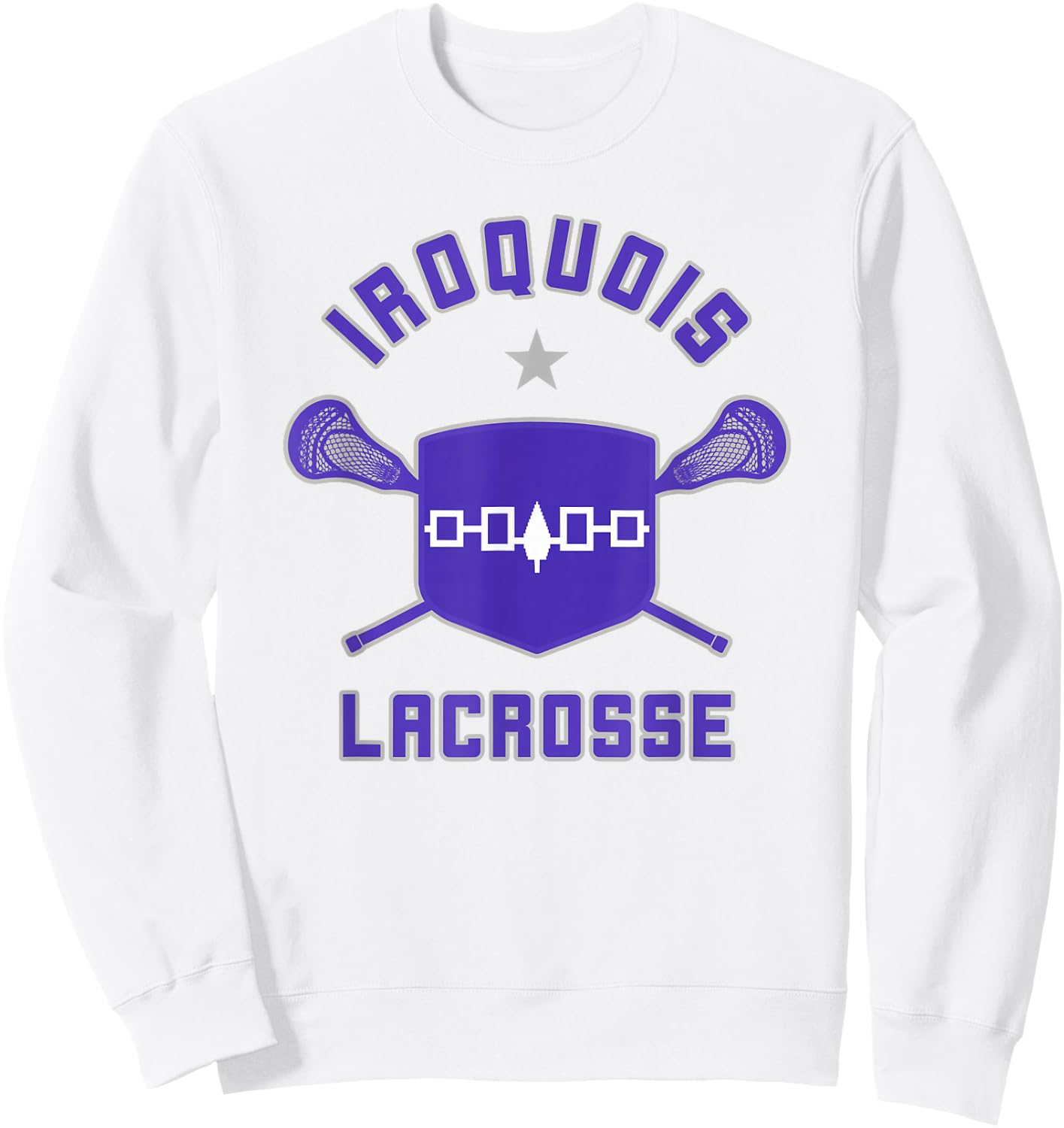 Iroquois Lacrosse Lax Sticks & Flag Sweatshirt - Sweatshirt | White
