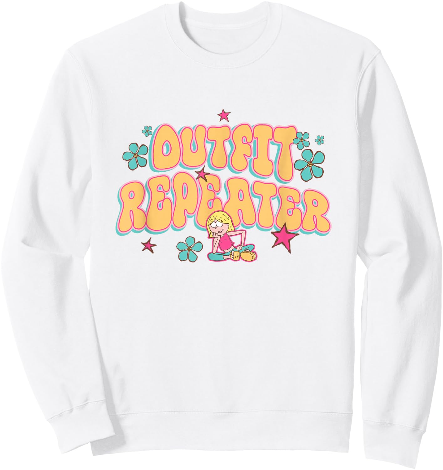 Disney Lizzy McGuire Outfit Repeater Retro Chest Text Logo Sweatshirt - Sweatshirt | White