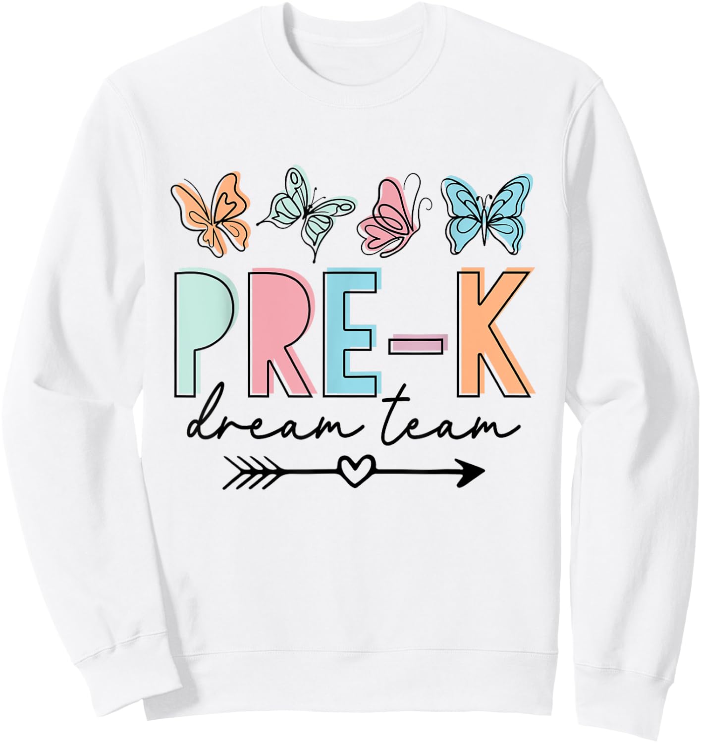 Pre-K Dream Team Butterfly Retro Back To School Sweatshirt - Sweatshirt | White