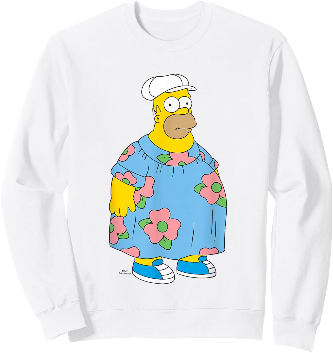 The Simpsons Iconic King Size Homer Muumuu Big Chest Logo Sweatshirt - Sweatshirt | White