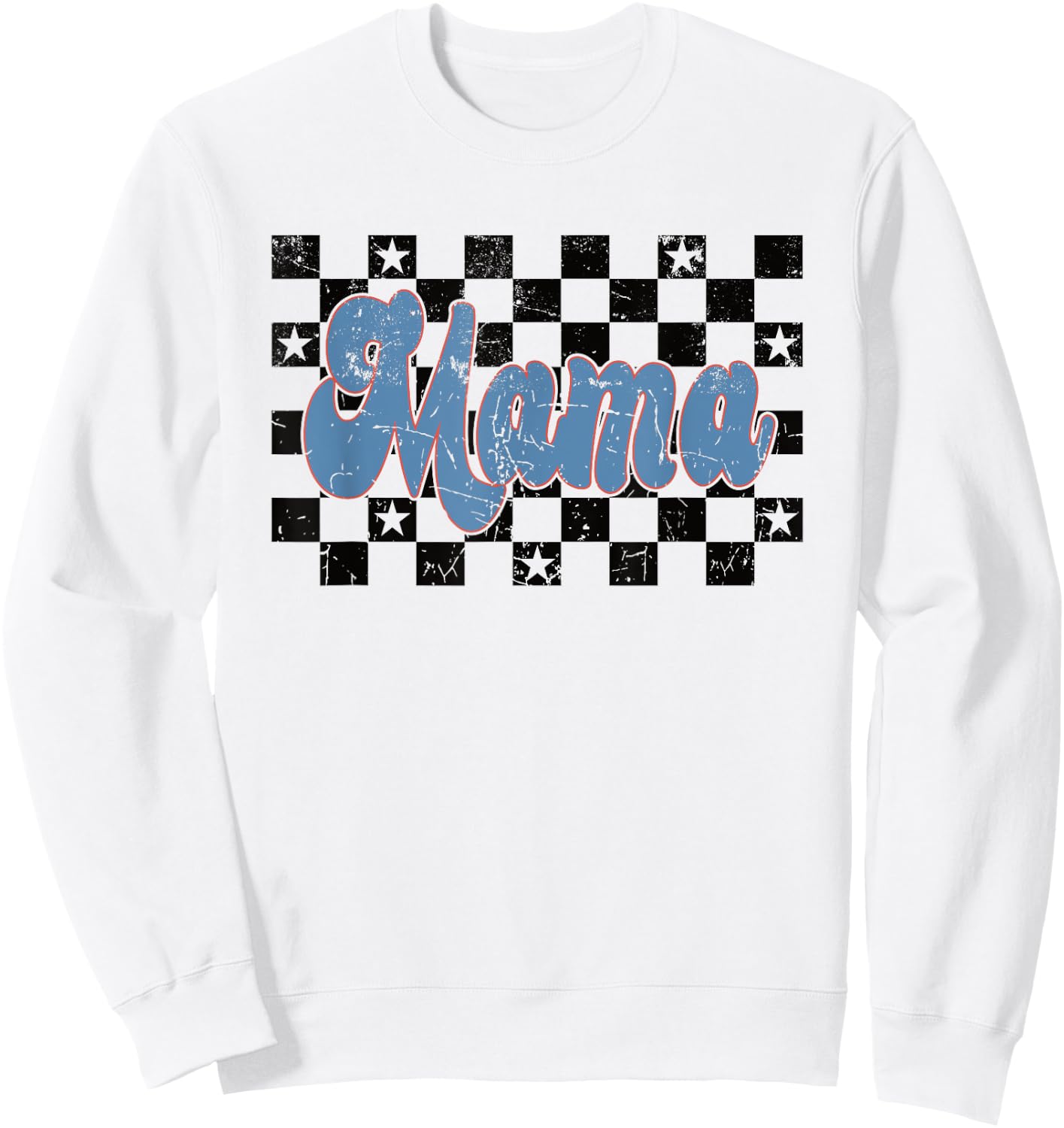 Checkered Mama Mom Mother Women Check Pattern Retro Vintage Sweatshirt - Sweatshirt | White