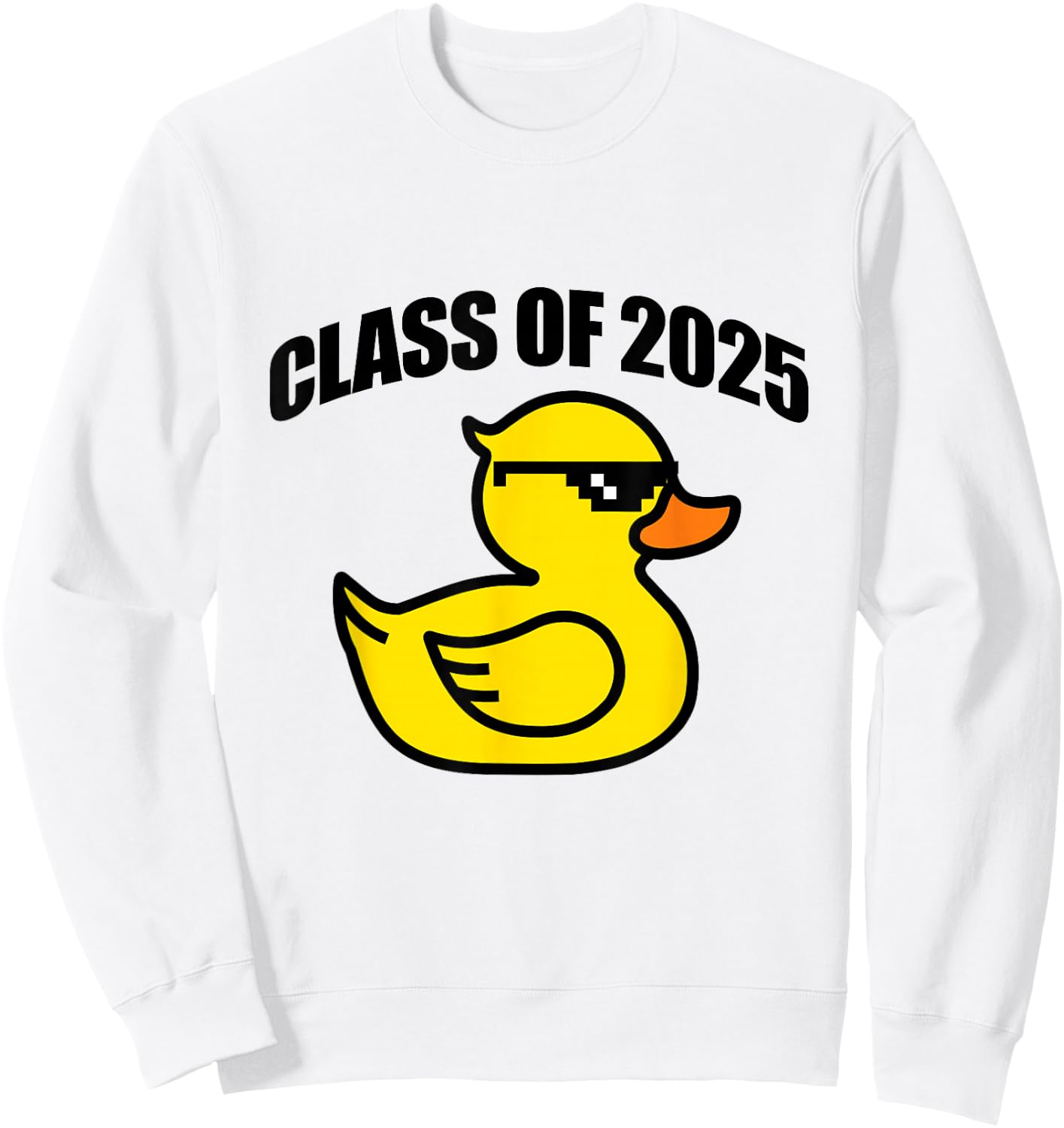 Cool Proud of Class of 2025 with Rubber Yellow Duck Graphic Sweatshirt - Sweatshirt | White