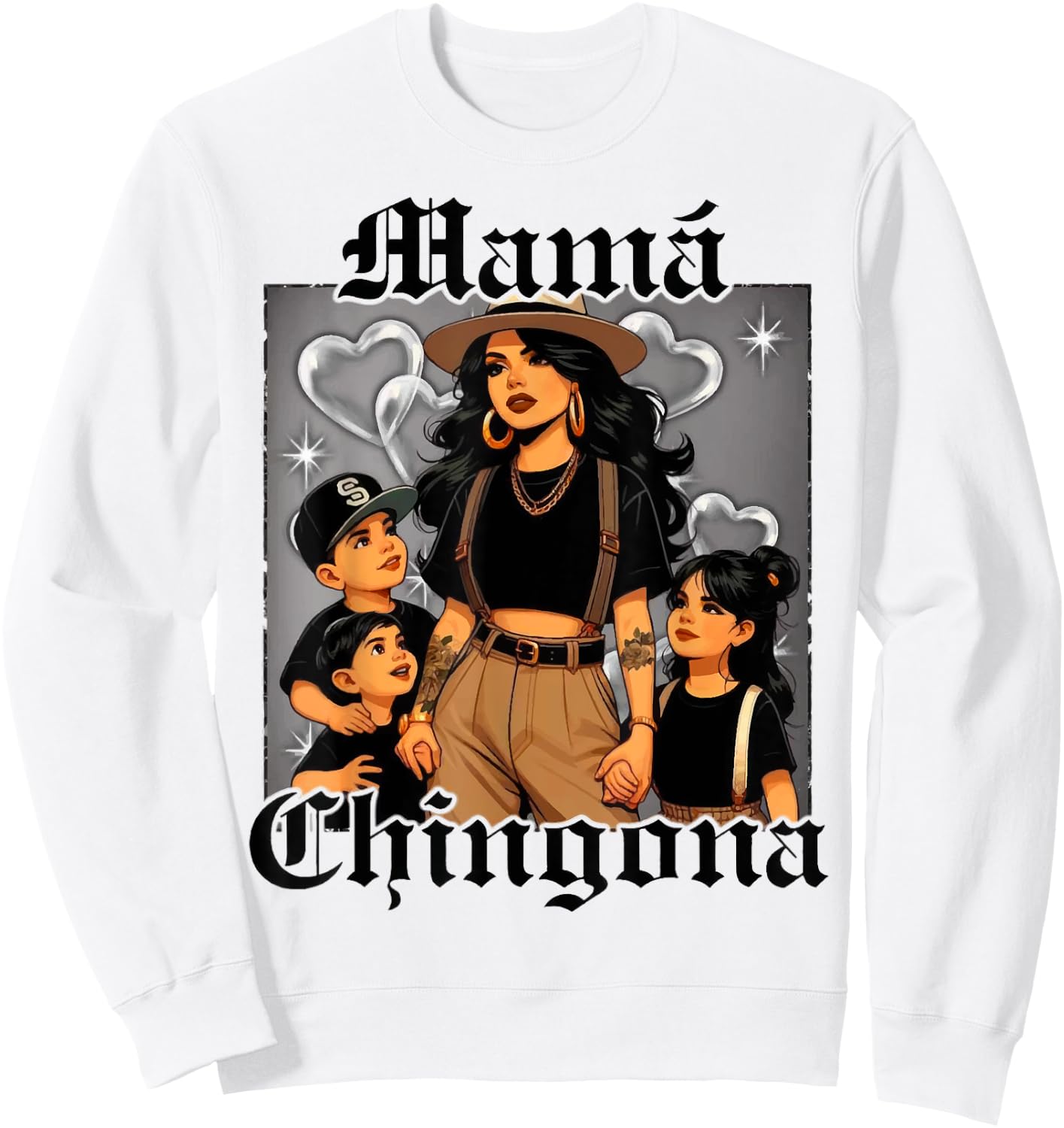 Mama chingona mom of 2 boys and 1 girl Sweatshirt - Sweatshirt | White