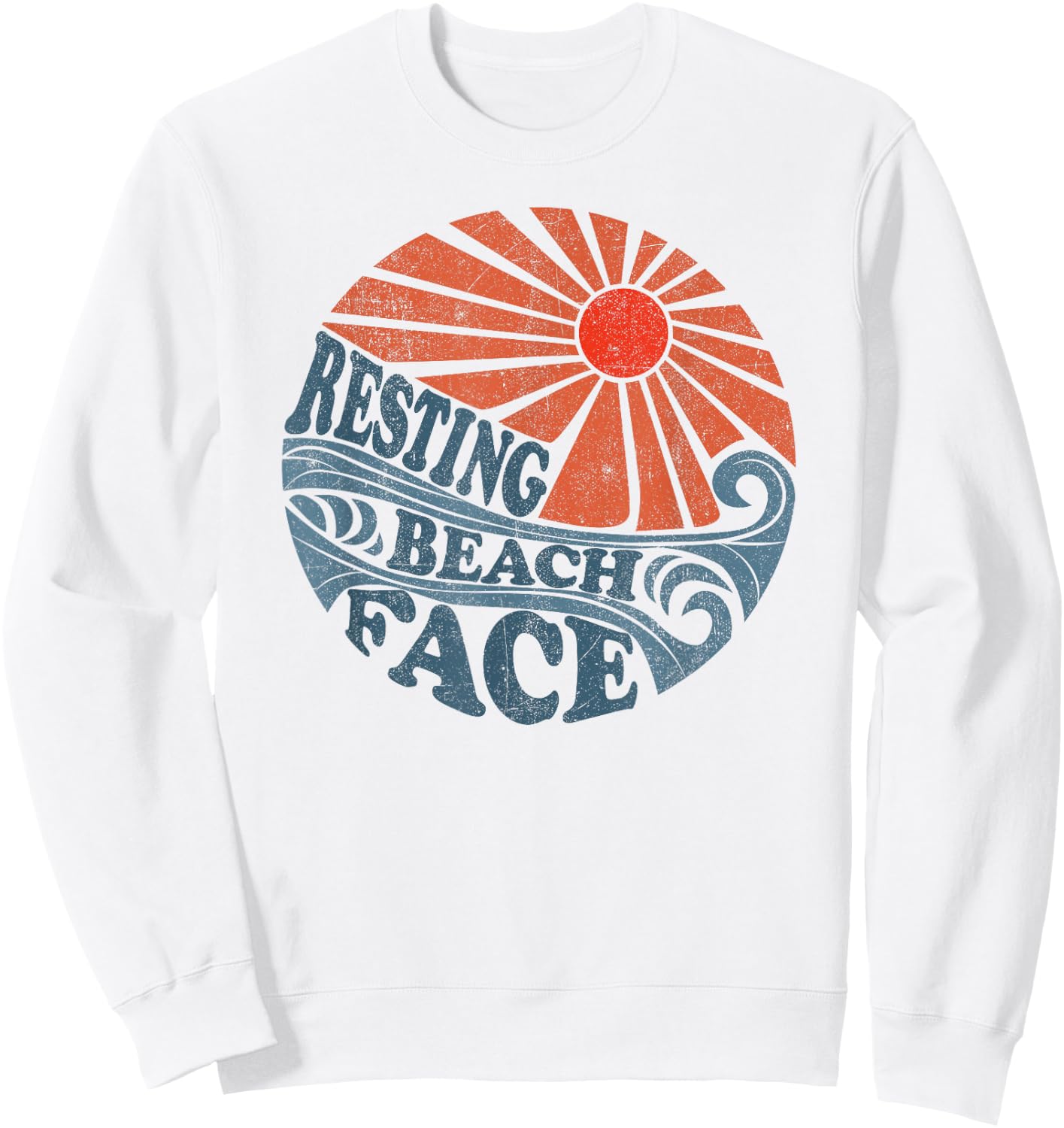 Vintage Resting Beach Face Funny Retro 70's Vacation Women's Sweatshirt - Sweatshirt | White