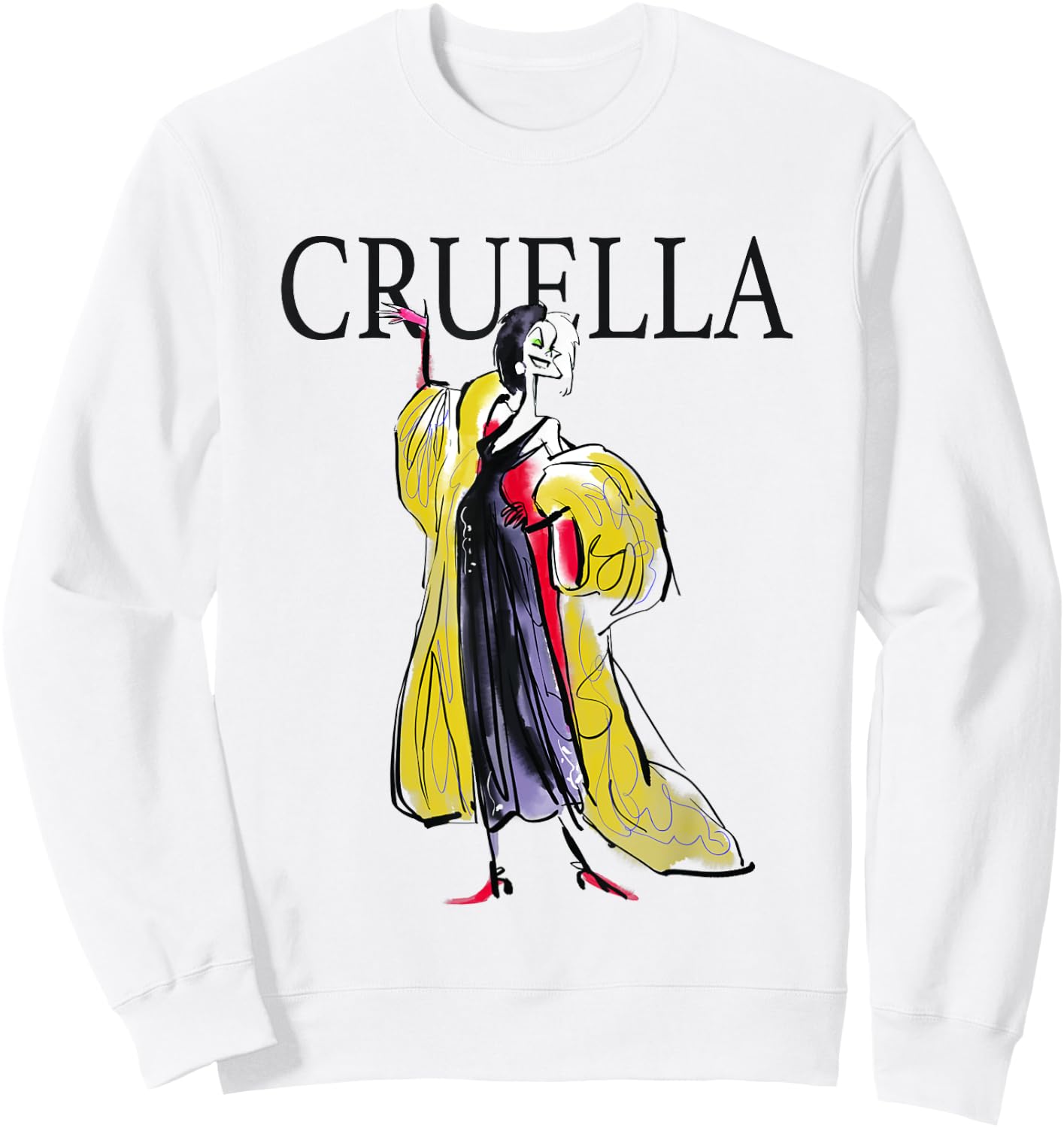 Disney 101 Dalmatians Cruella de Vil Sassy Retro Sketch Sweatshirt - Sweatshirt | White