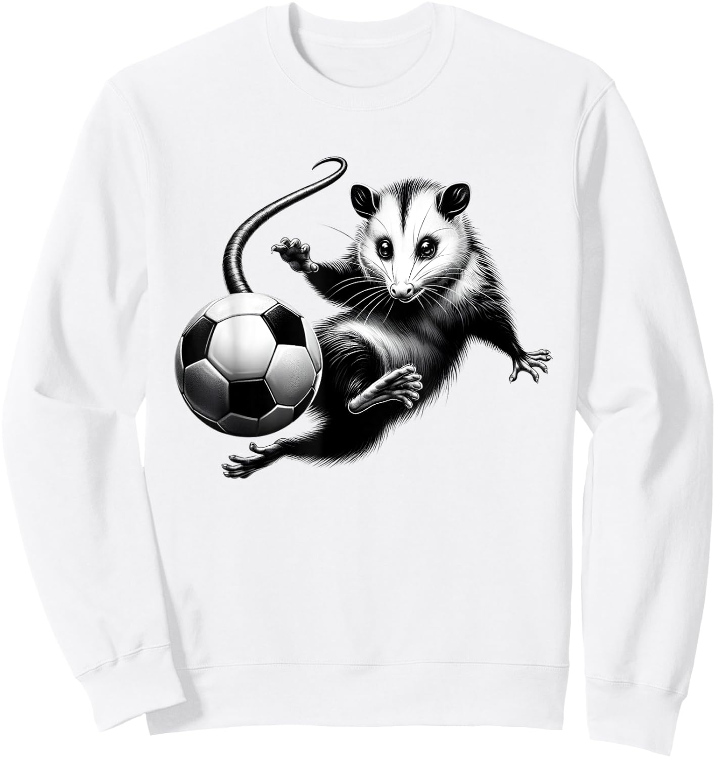 Vintage Possum Playing Soccer Opossum Lover Soccer Player Sweatshirt - Sweatshirt | White