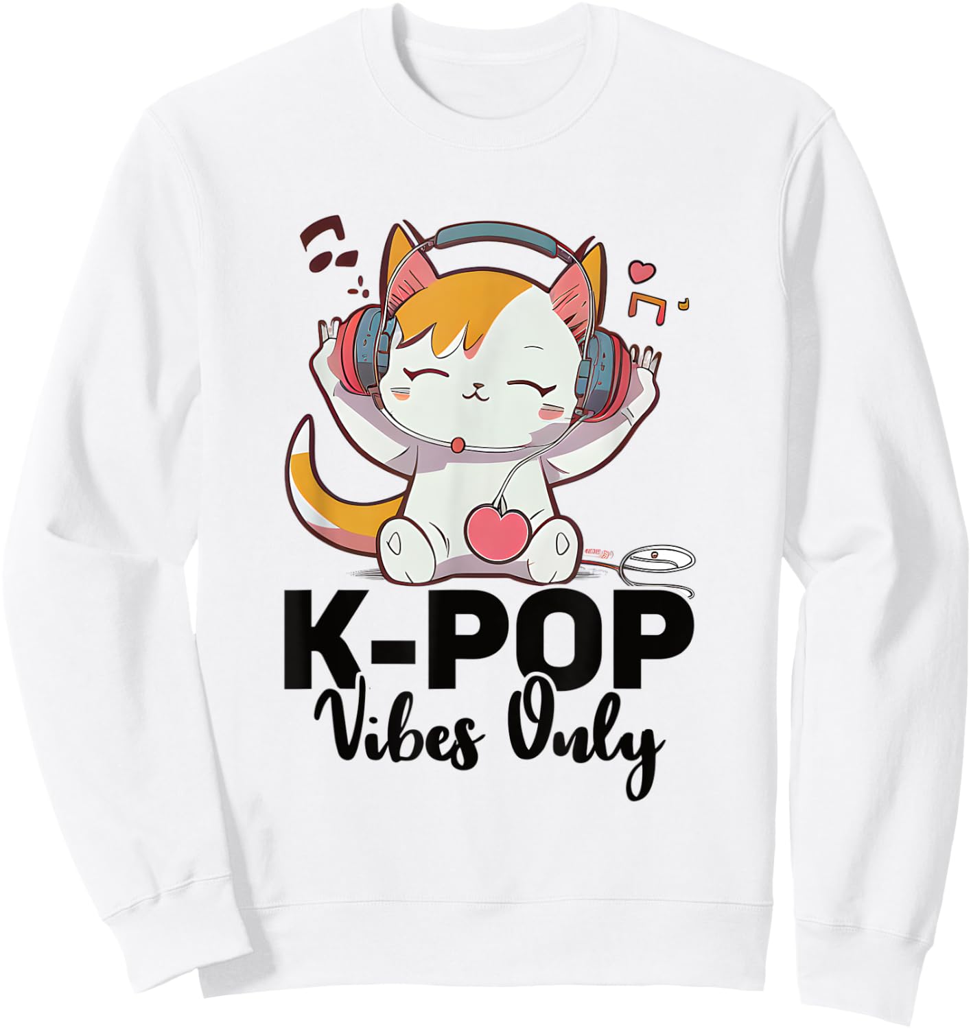 Kpop Vibes Only Merchandise Cat K-Pop Fashion Fangirls Sweatshirt - Sweatshirt | White