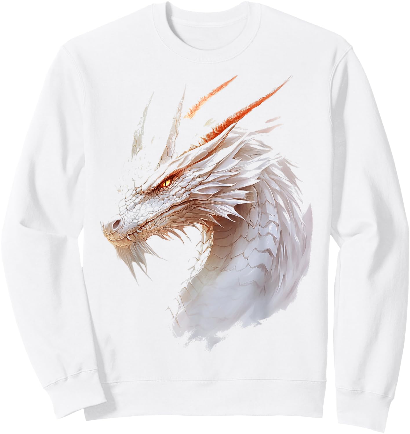 White Dragon Motif Mythical Art White Dragon Sweatshirt - Sweatshirt | White
