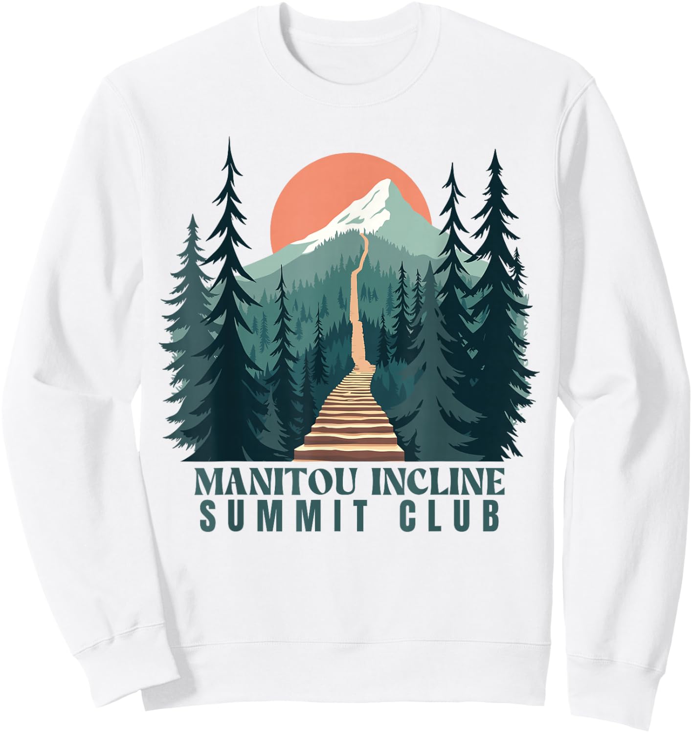 Manitou Incline Summit Club, Hiking Manitou Incline Sweatshirt - Sweatshirt | White