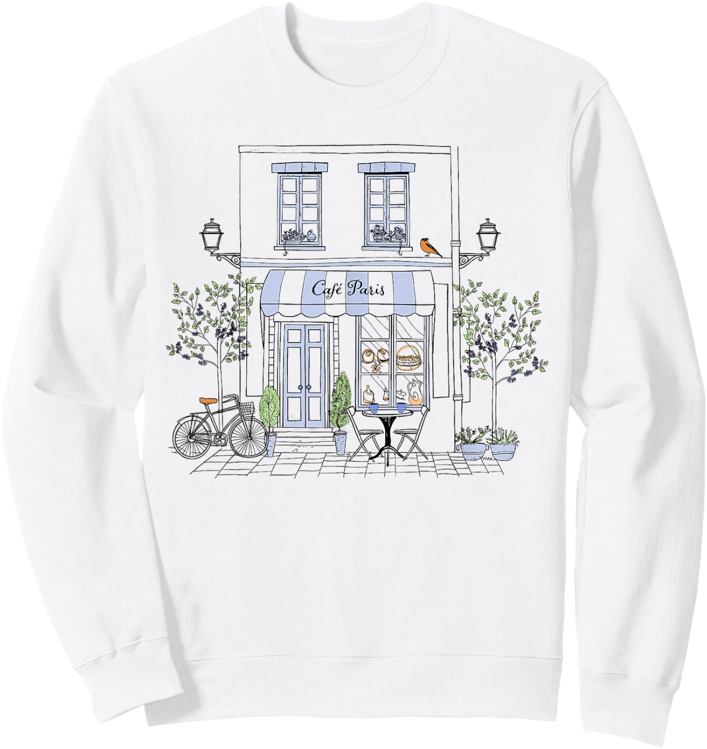 Cute French Coffee Café Paris Graphic Drawing Souvenir Sweatshirt - Sweatshirt | White