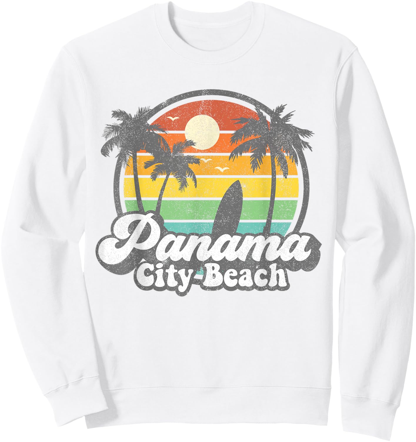 Vintage Panama City Beach Florida Surfing Retro Surf Gift Sweatshirt - Sweatshirt | White