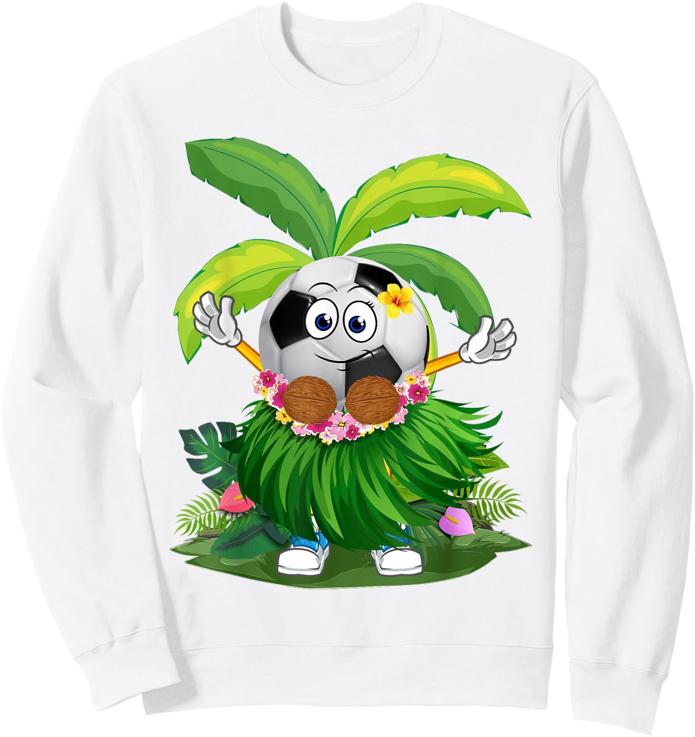 Funny Hawaii Soccer Ball Hawaiian Tropical Summer Vacation Sweatshirt - Sweatshirt | White