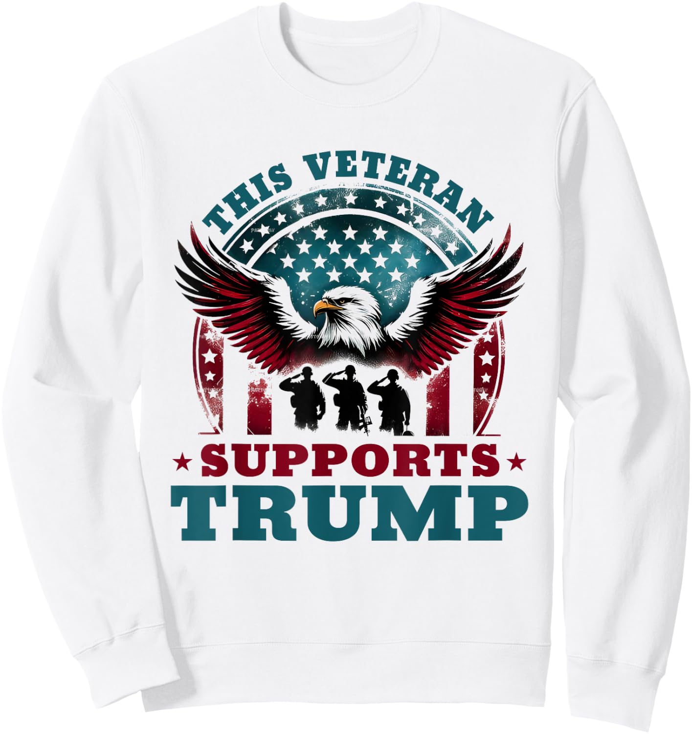 This Veteran Supports Trump 2024 American Flag 4th Of July Sweatshirt - Sweatshirt | White