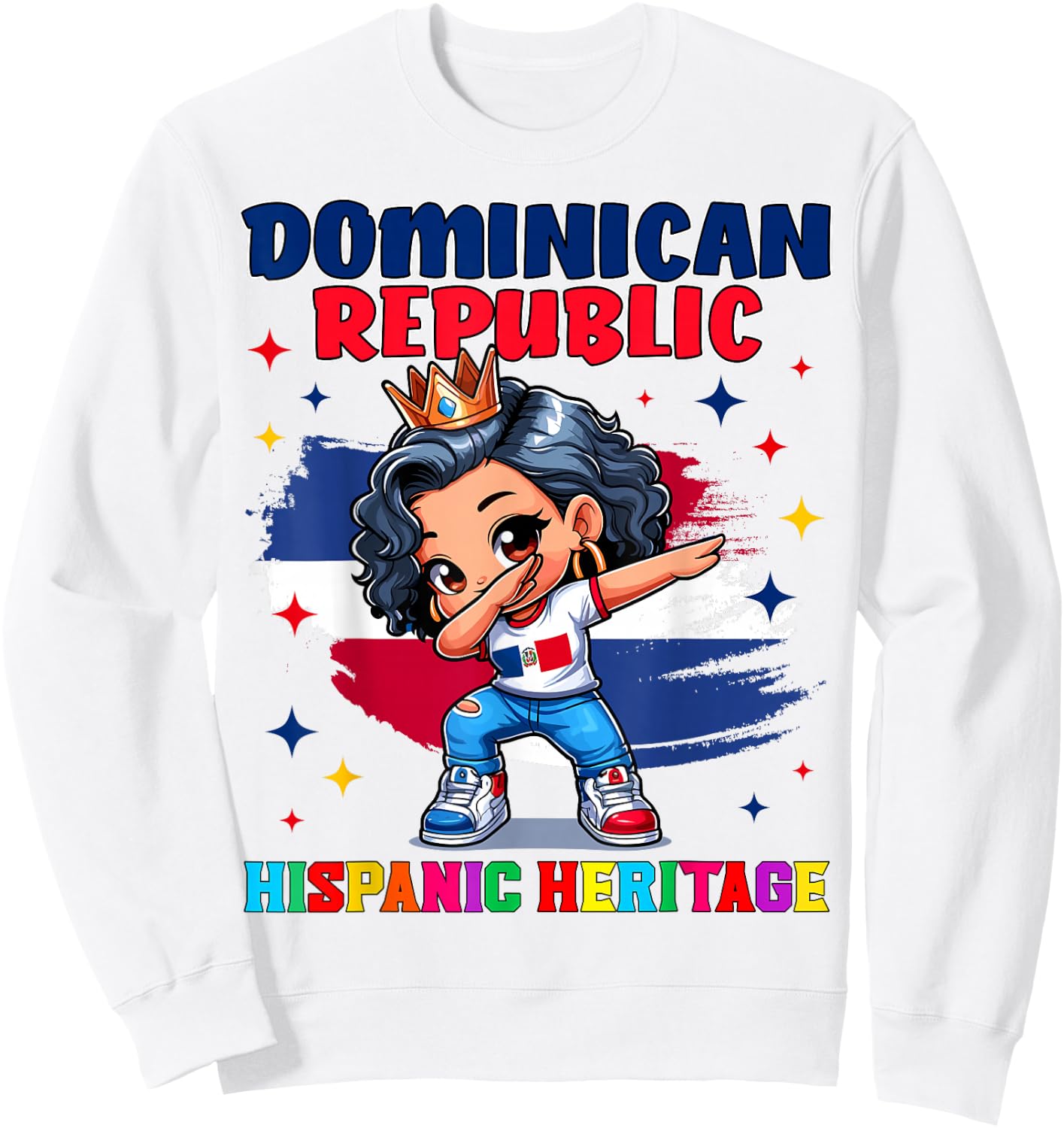 Dominican Republic Girl Hispanic Heritage Celebration Kids Sweatshirt - Sweatshirt | White